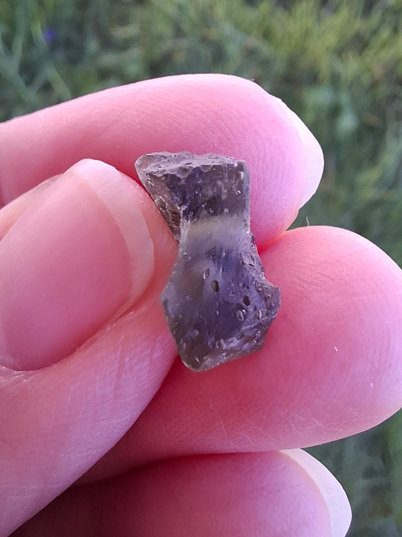 DRILLED Moldavite Piece, 1g, Tektite (Ref: D12)
