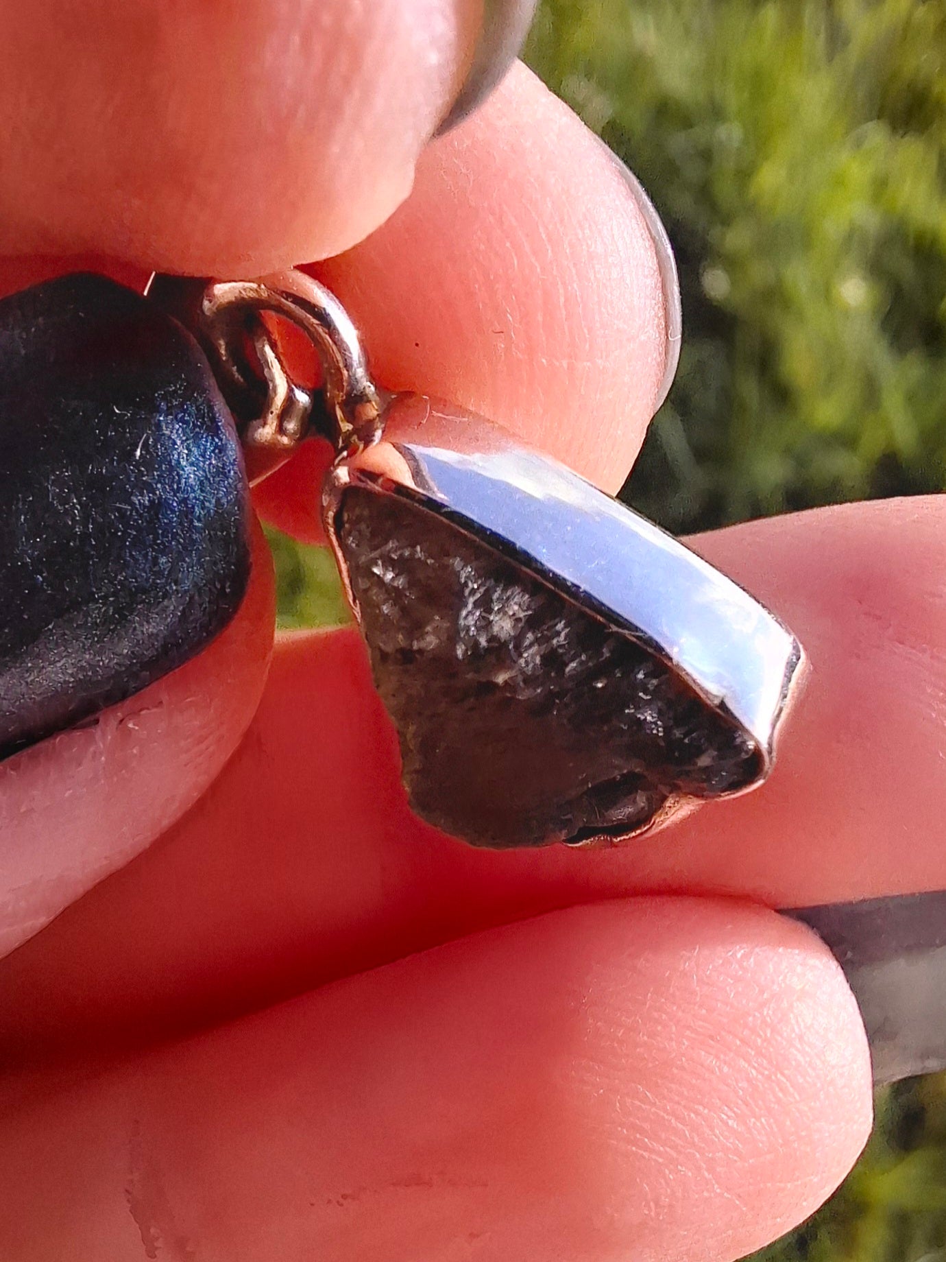 Moldavite Pendant, 925 silver, Tektite (P5)