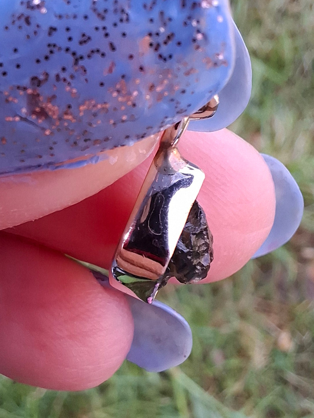 Moldavite Pendant, 925 Silver, Tektite (Ref: P45)