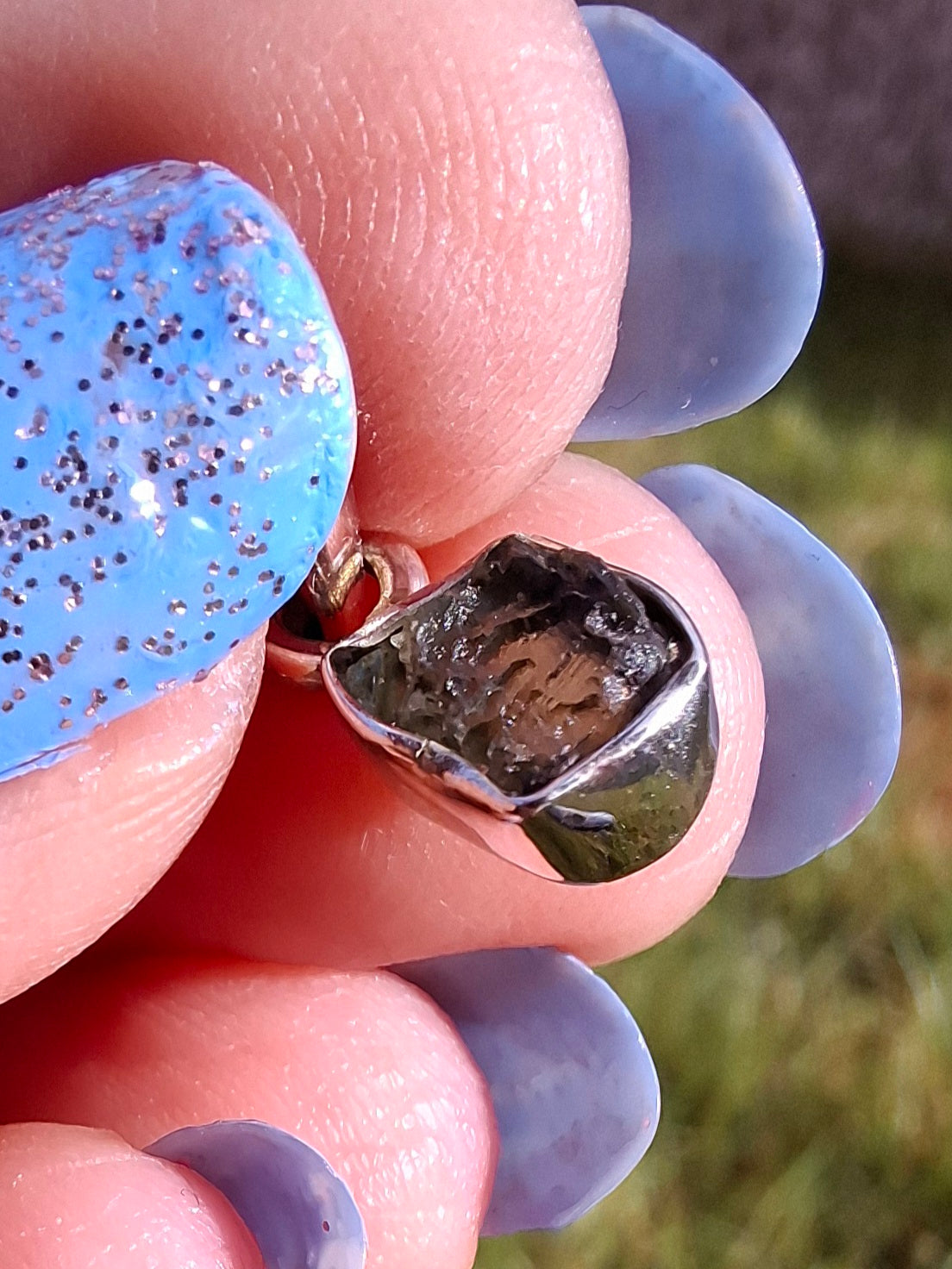 Moldavite Pendant, 925 Silver, Tektite (Ref: P53)