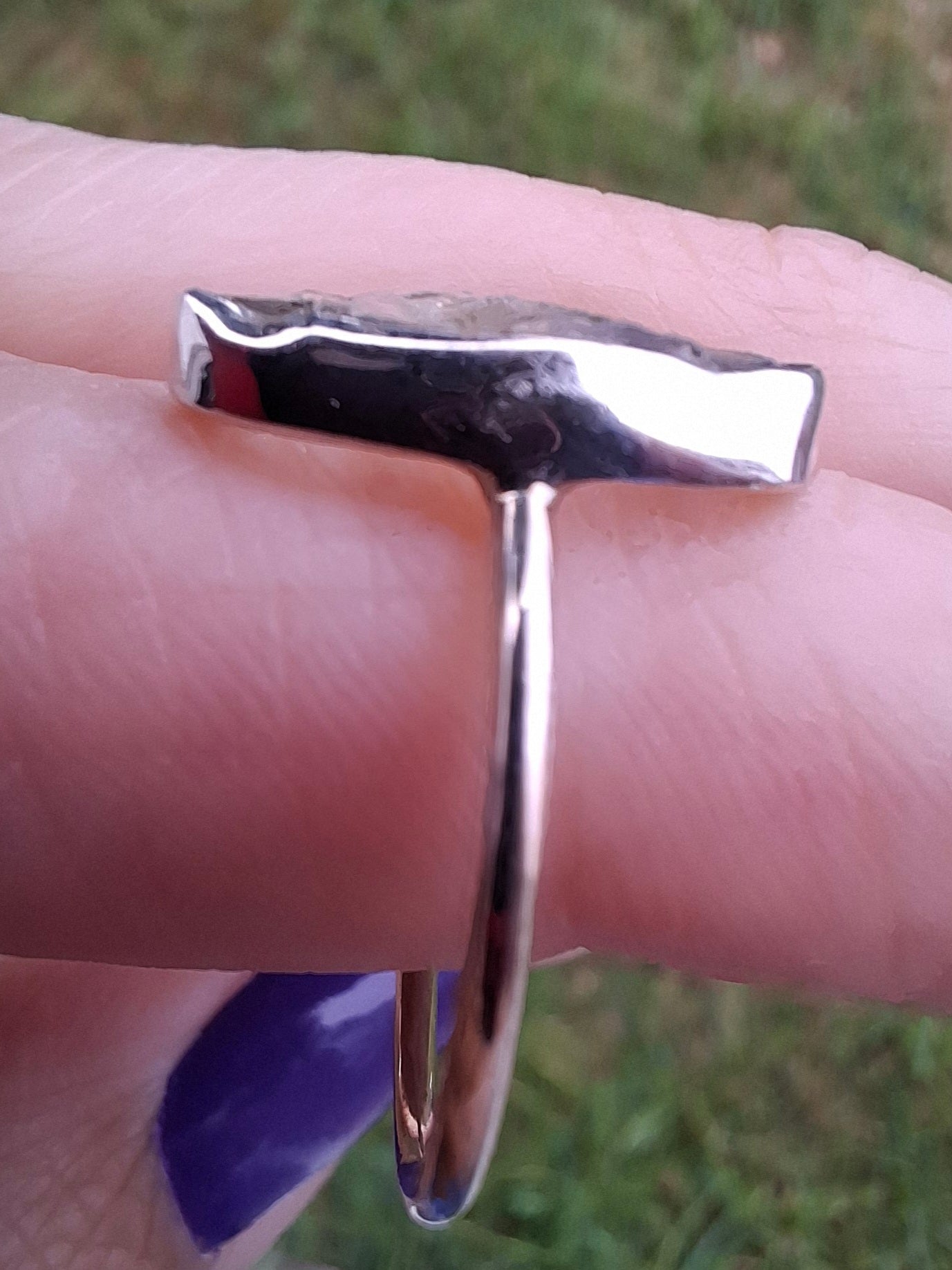 Libyan Desert Glass Ring, size large Q, 925 Silver, Tektite (Ref: LR35)