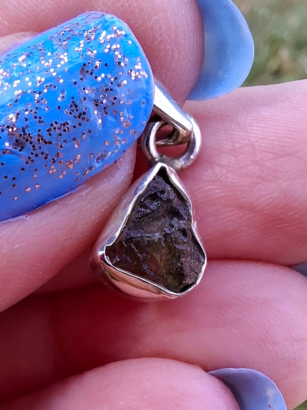 Moldavite Pendant, 925 Silver, Tektite (Ref: P37)