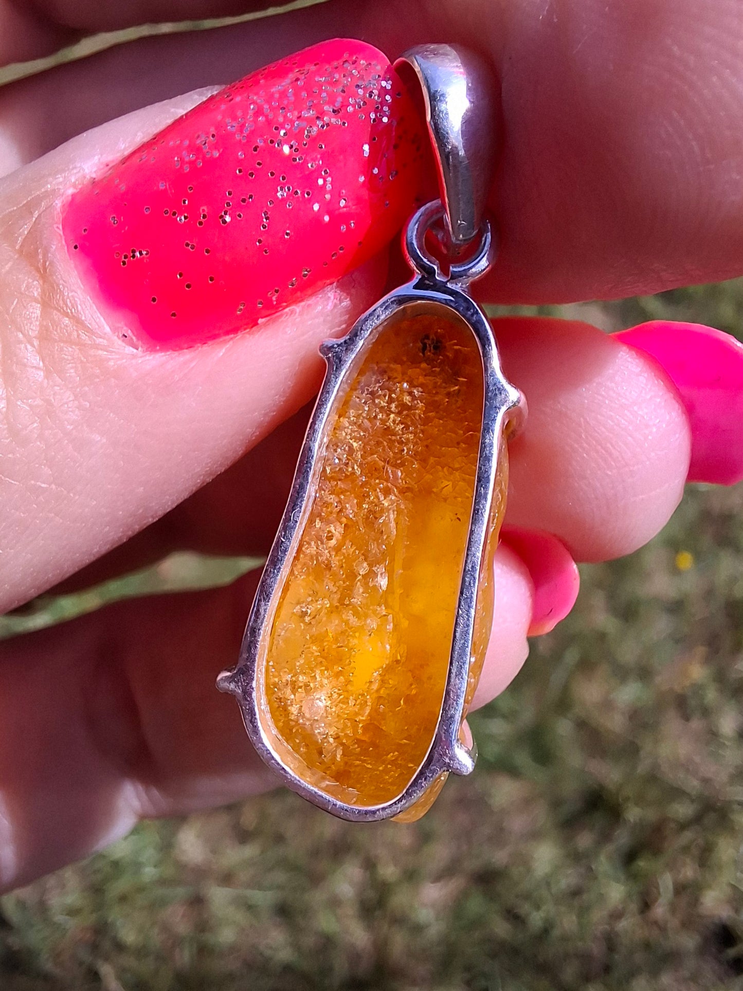 Baltic Amber Pendant, 925 Silver, Fossil (Ref: AP2)