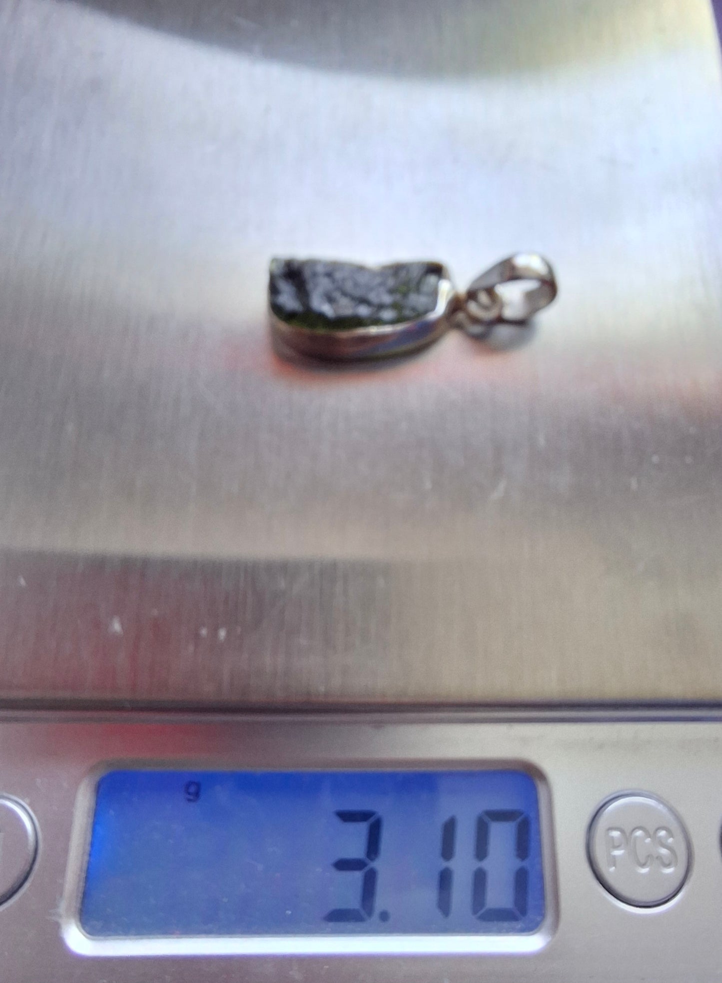 Moldavite Pendant, 925 Silver, Tektite (Ref: P16)