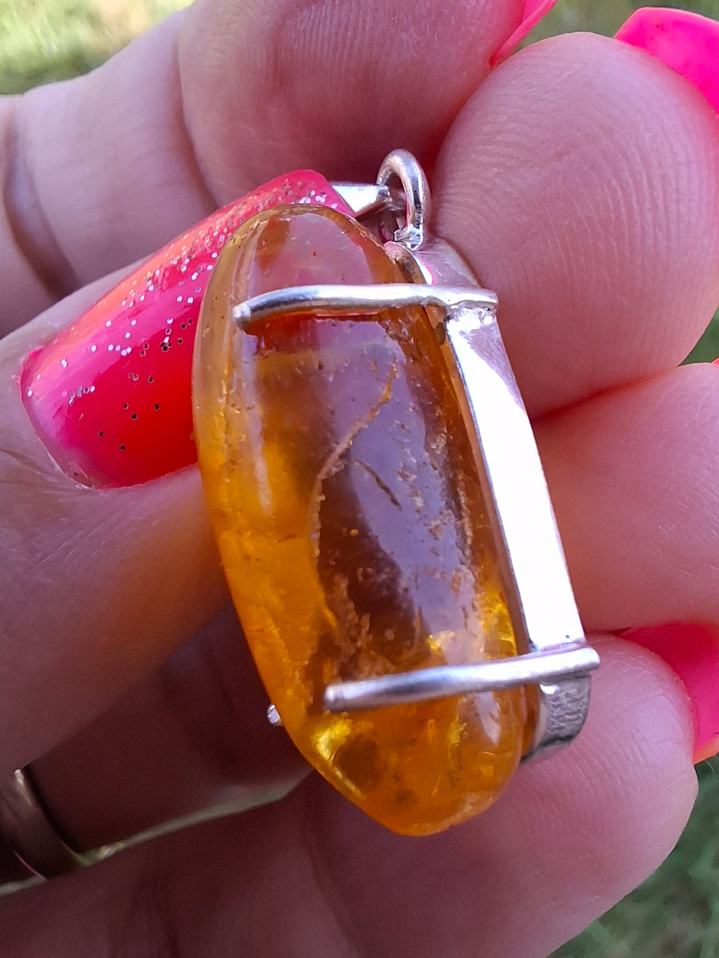 Baltic Amber Pendant, 925 Silver, Fossil (Ref: AP13)