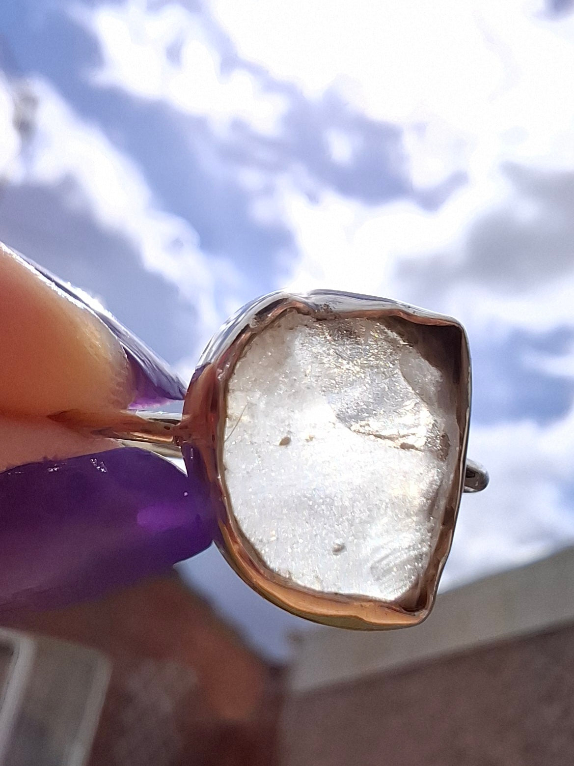 Libyan Desert Glass Ring, size large U, 925 Silver, Tektite (Ref: LR53)