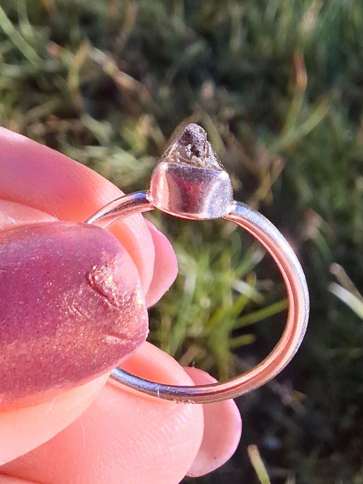 Moldavite Ring, size large K/small L, 925 Silver, Tektite (Ref: R58)