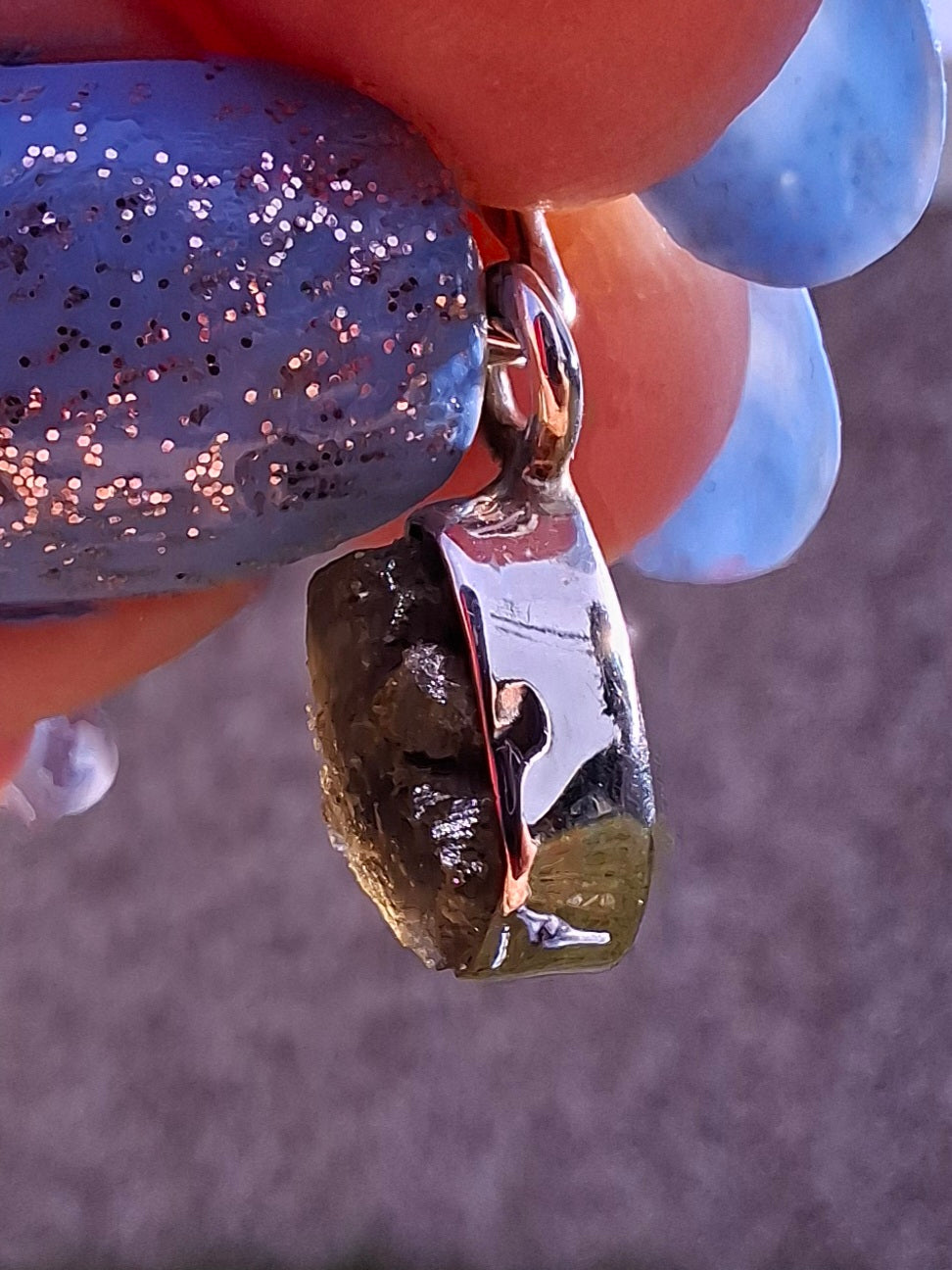 Moldavite Pendant, 925 Silver, Tektite (Ref: P58)