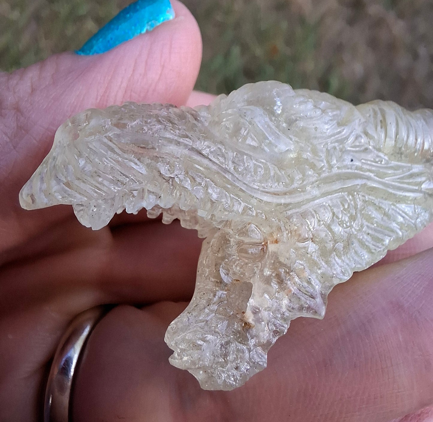 Libyan Desert Glass DRAGON HEAD carving, 22.42g, Tektite (Ref: Dragon 2)