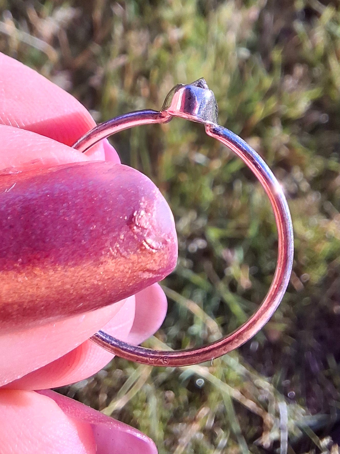 Moldavite Ring, size large T/small U, 925 Silver, Tektite (Ref: R71)