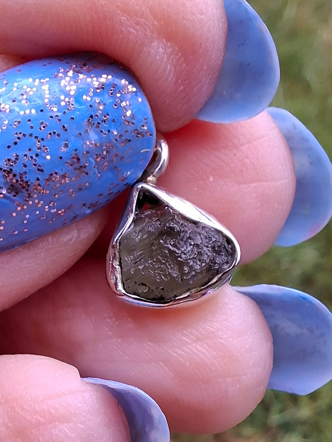 Moldavite Pendant, 925 Silver, Tektite (Ref: P69)