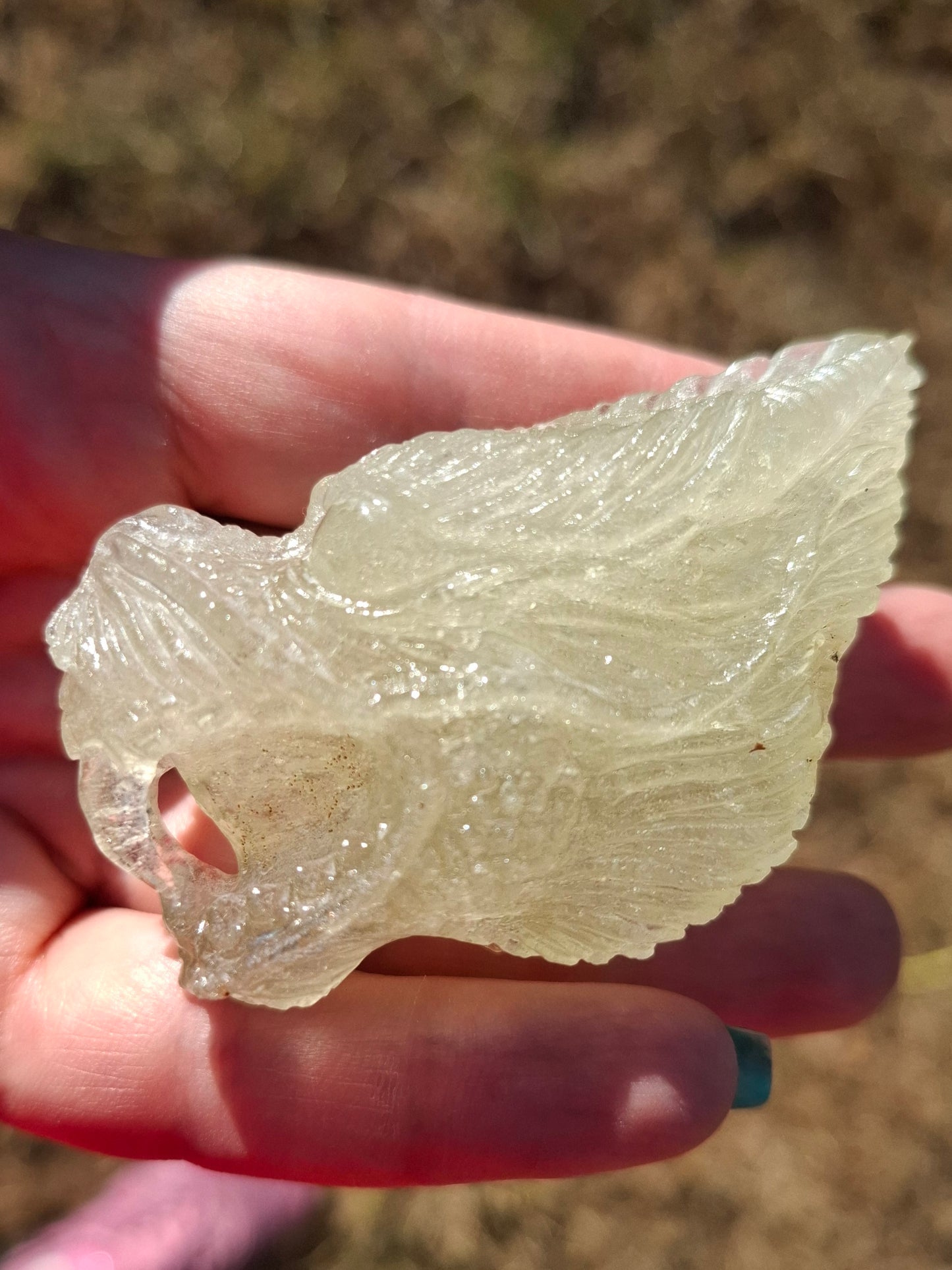 Libyan Desert Glass DRAGON HEAD Carving, 75.84g, Tektite (Ref: Dragon1)