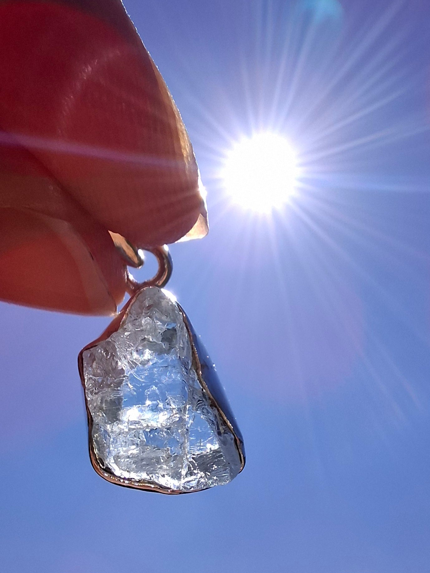 Aquamarine Pendant, 925 Silver, Crystal (Ref: AQ14)
