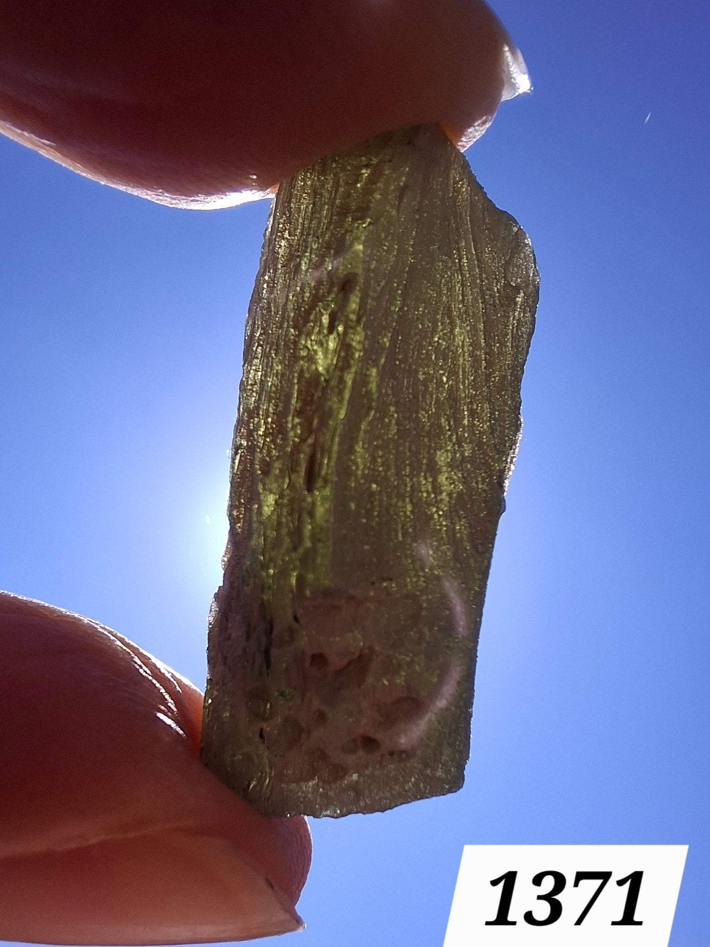 Moldavite Piece, SNOWFLAKE, FROSTED, BARTOCHOV, 4.36g, Tektite (Ref: 1371)
