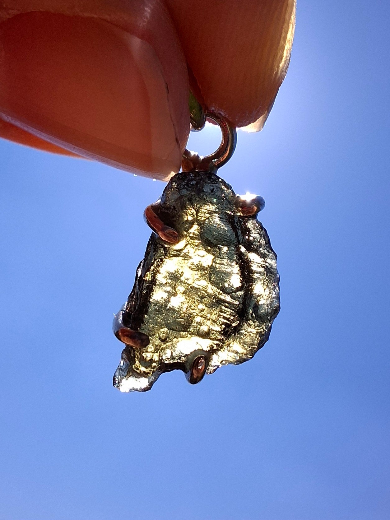 Moldavite Claw Pendant, 925 Silver, Tektite (Ref: P27)