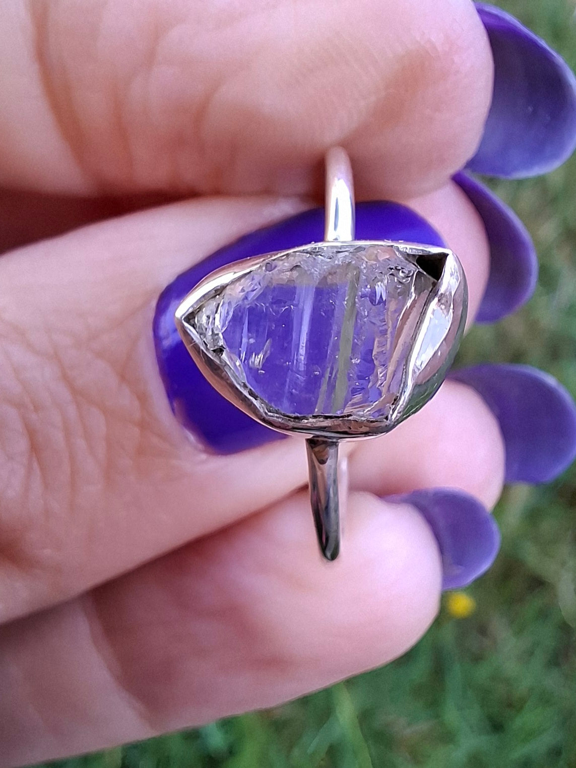 Libyan Desert Glass Ring, size large T/small U, 925 Silver, Tektite (Ref: LR51)