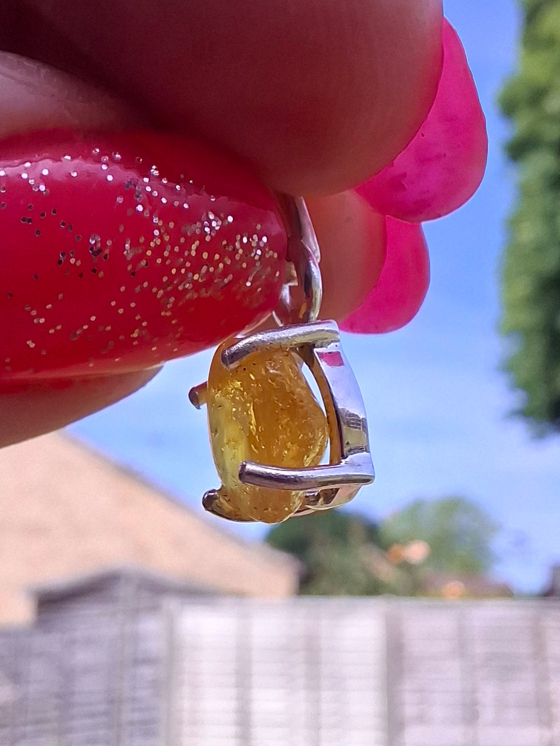 Baltic Amber Pendant, 925 Silver, Fossil (Ref: Ap15)