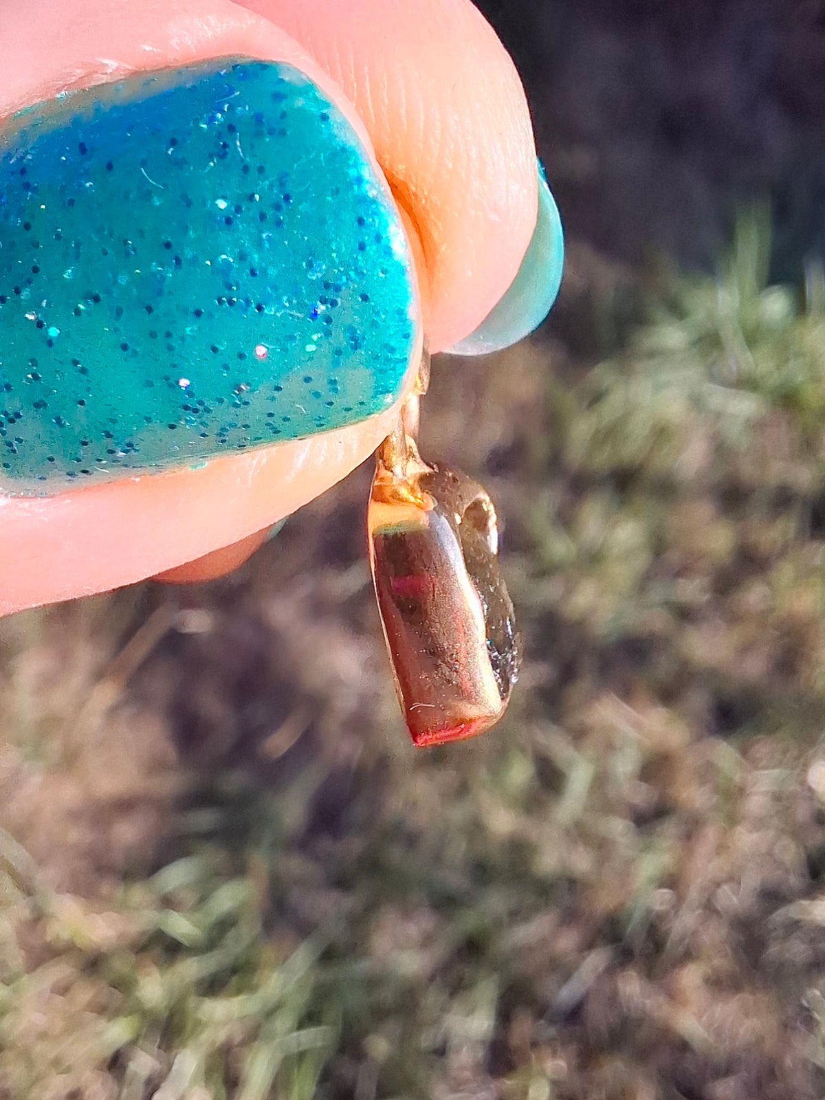 Moldavite Pendant, 14K GOLD Plated, Tektite (Ref: P453)