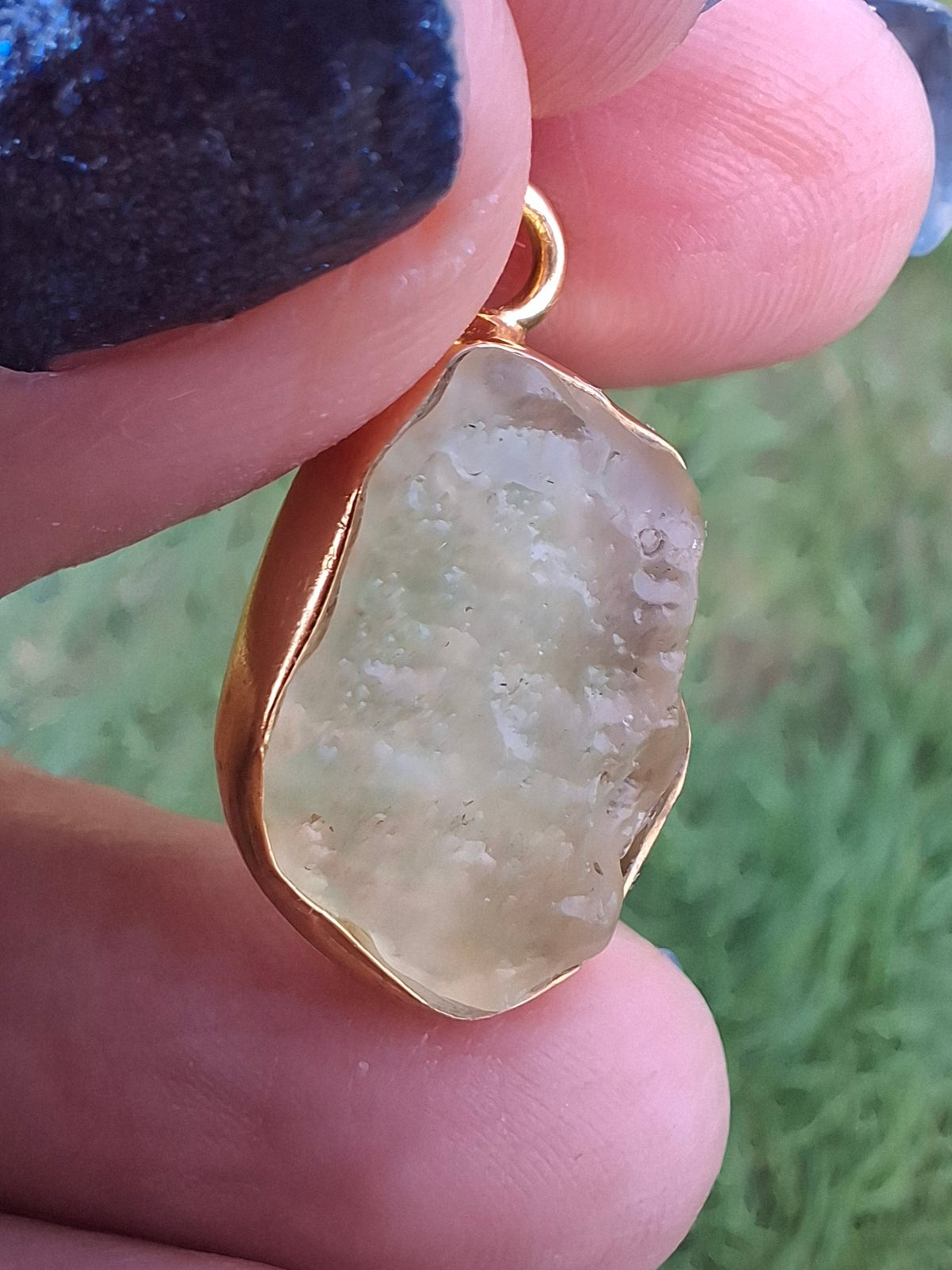 Libyan Desert Glass Pendant, 14K GOLD Plated, Tektite (Ref: LP124)