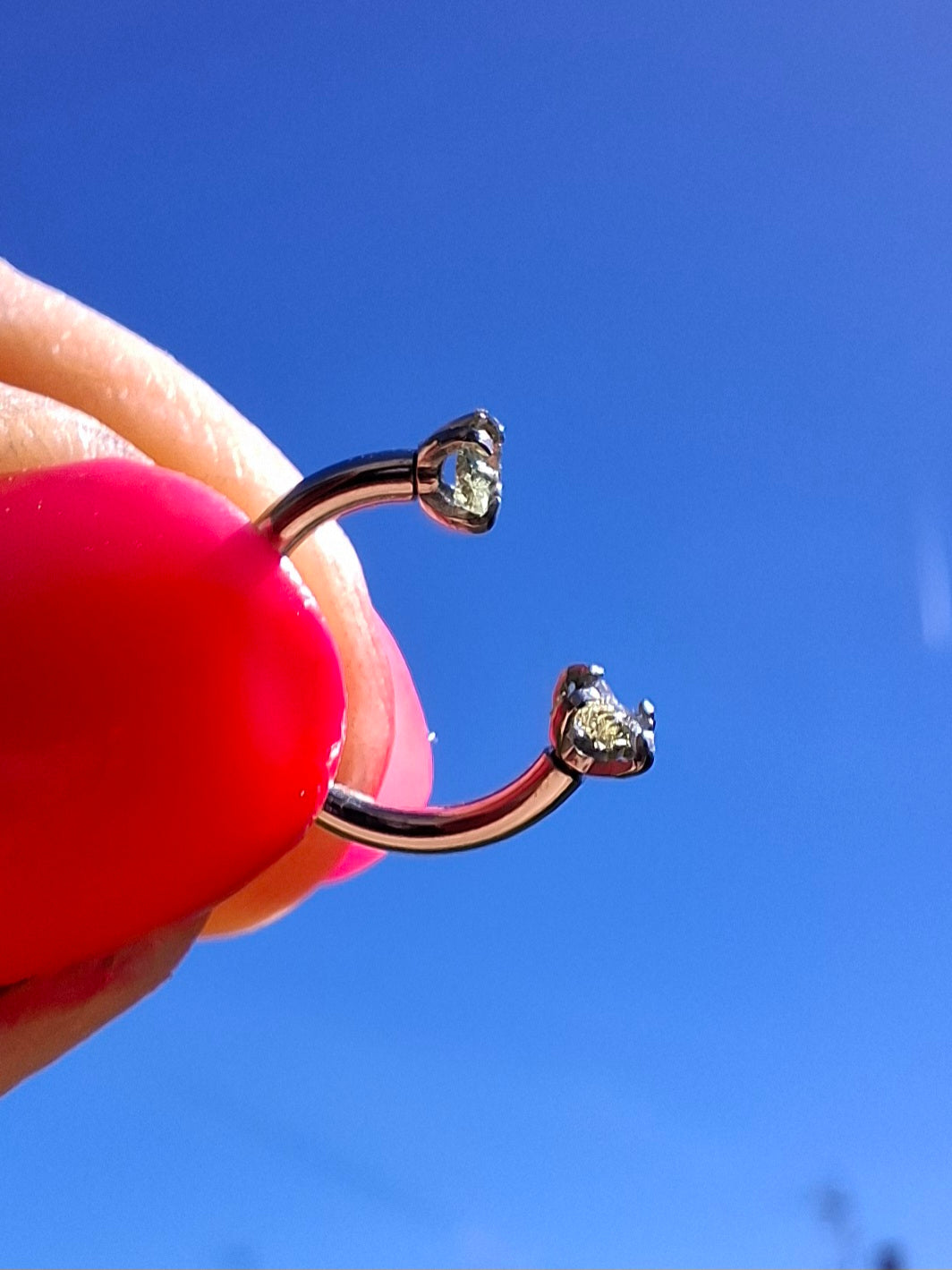 Moldavite (raw) HORSESHOE SEPTUM RING, 16G, Surgical steel, Tektite (Ref: S5)