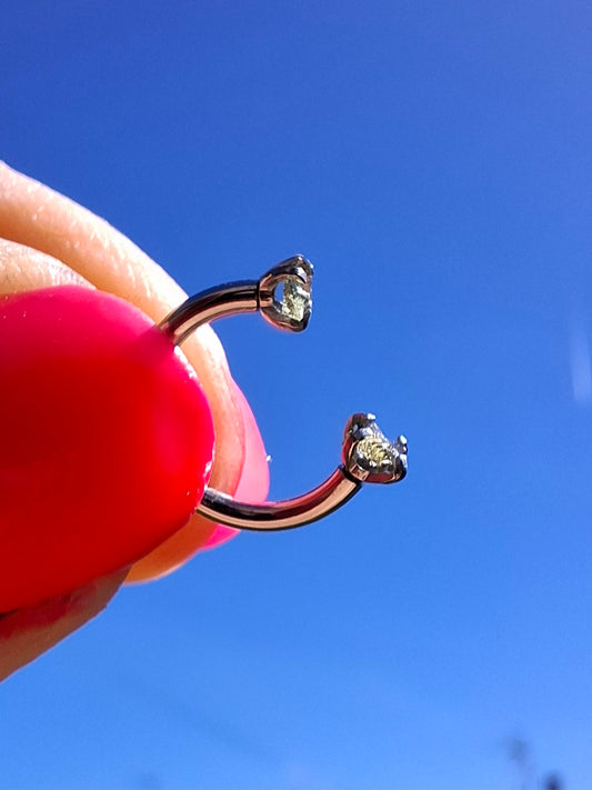 Moldavite (raw) HORSESHOE SEPTUM RING, 16G, Surgical steel, Tektite (Ref: S5)