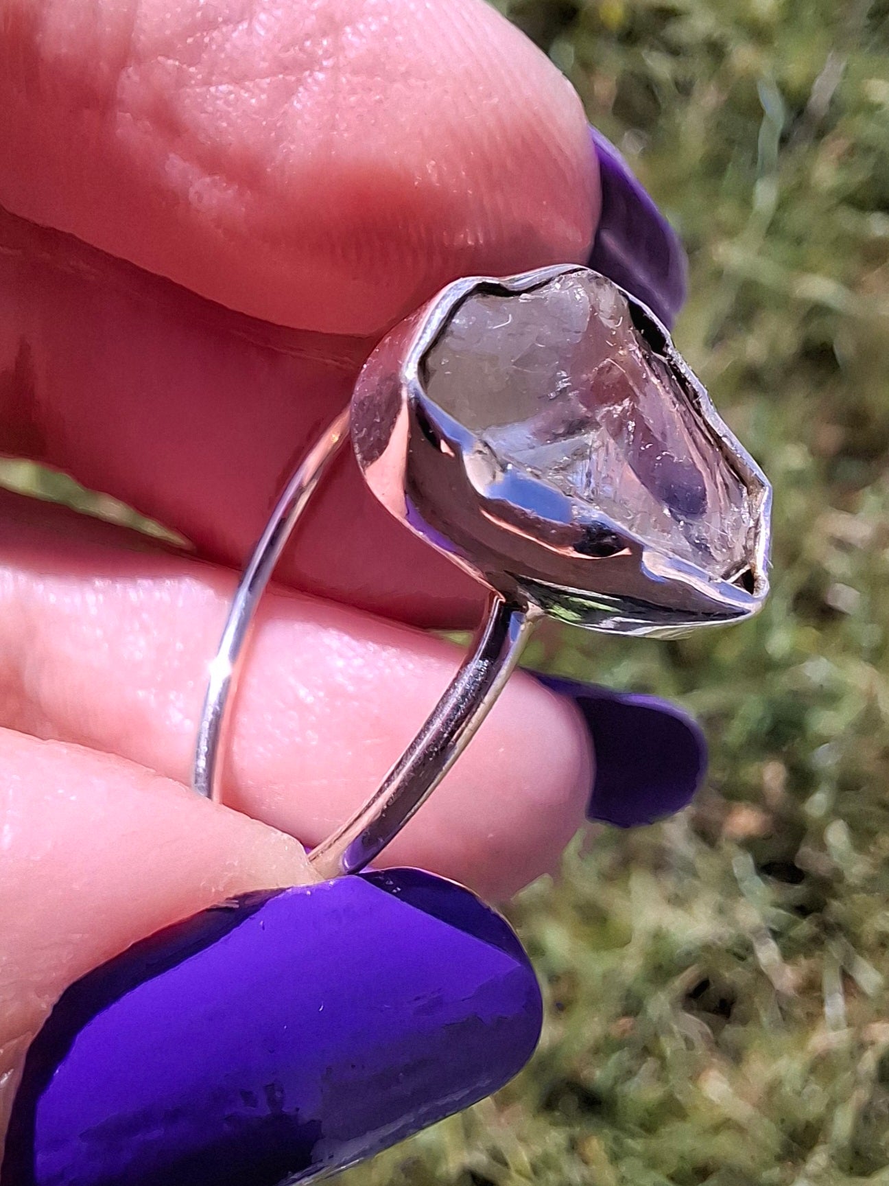 Libyan Desert Glass Ring, size large W, 925 Silver, Tektite (Ref: LR63)