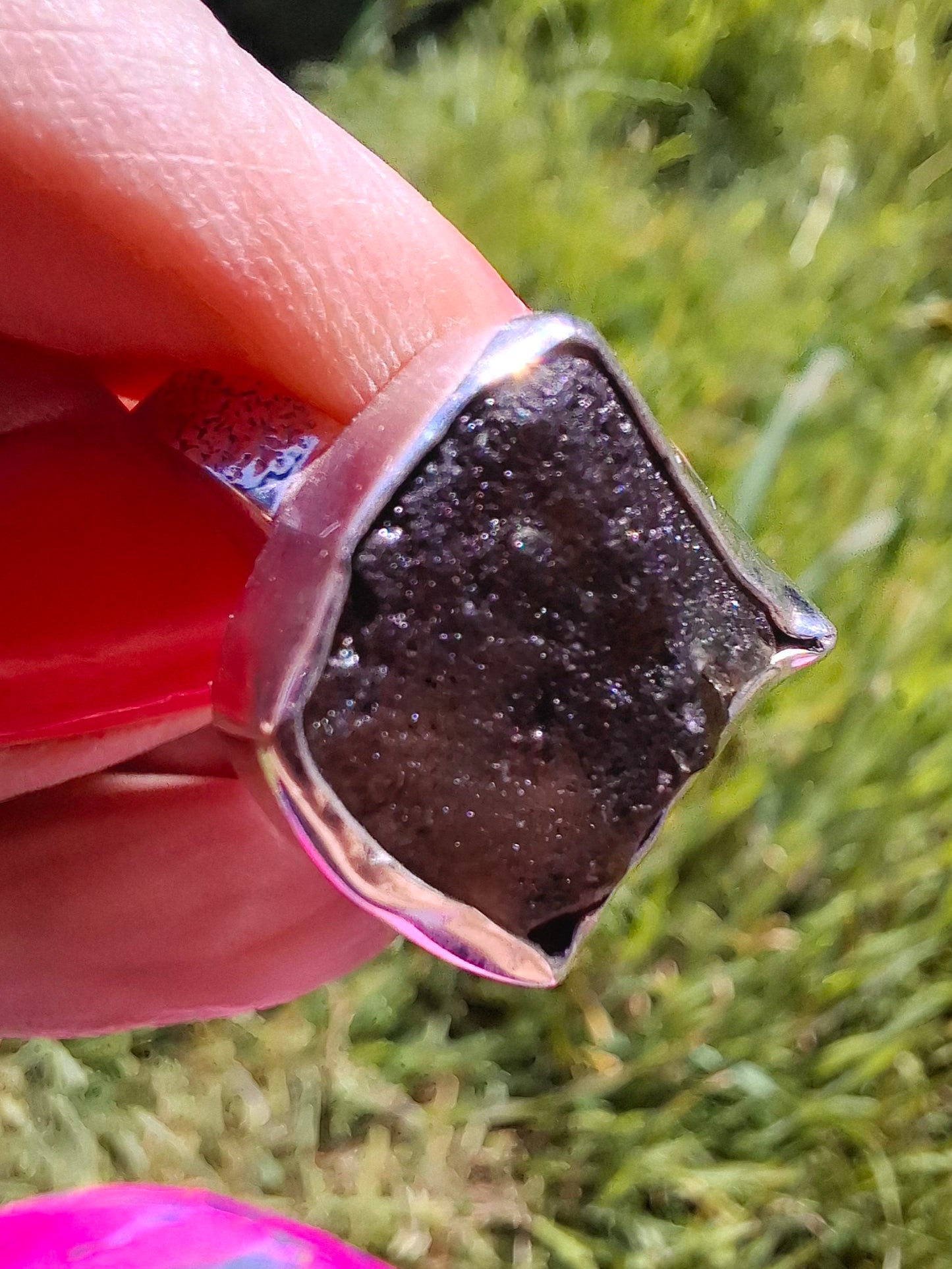 Moldavite Ring, size M/N, 925 Silver, Tektite (Ref: R308)