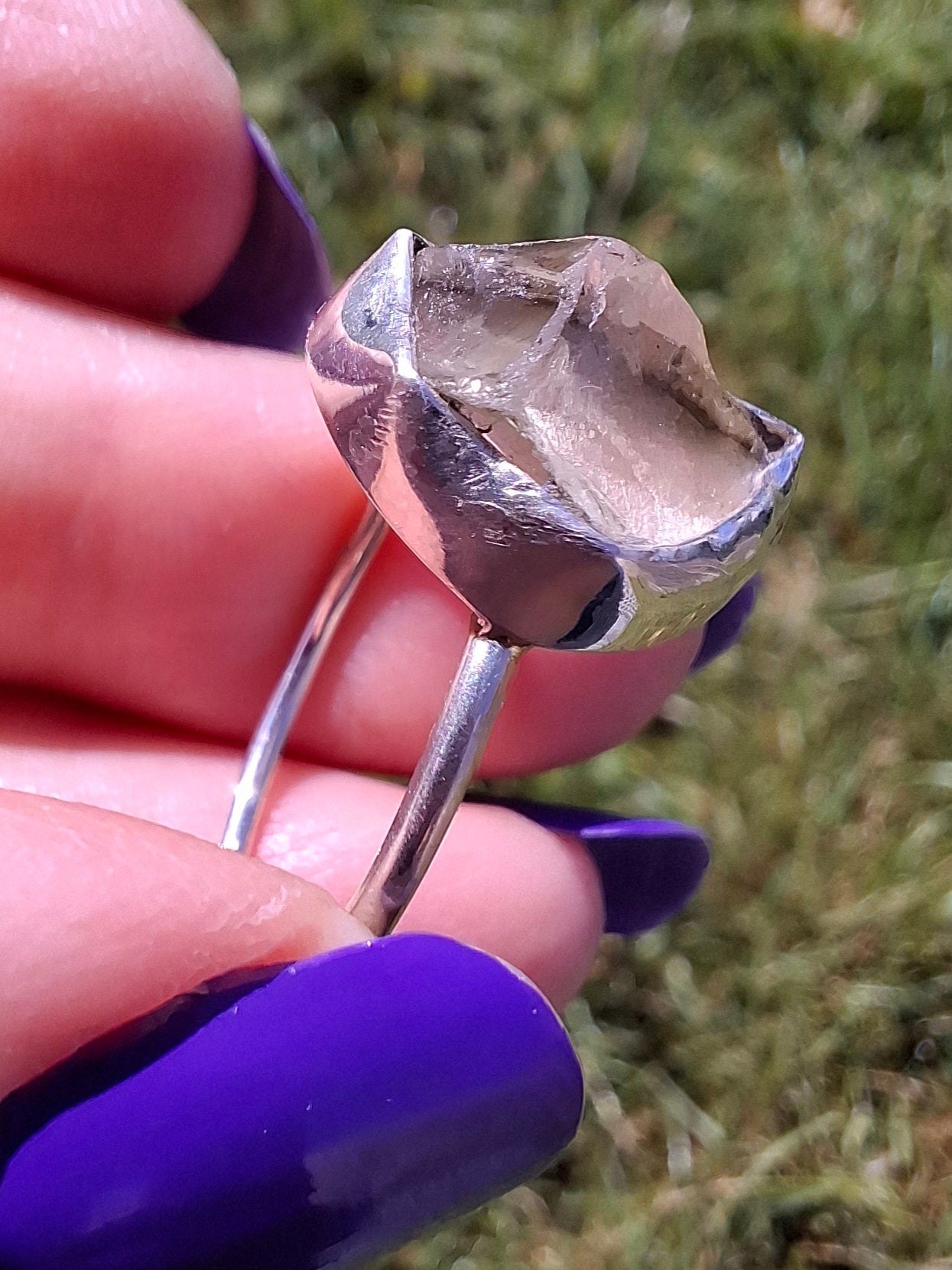 Libyan Desert Glass Ring, size W, 925 Silver, Tektite (Ref: LR61)