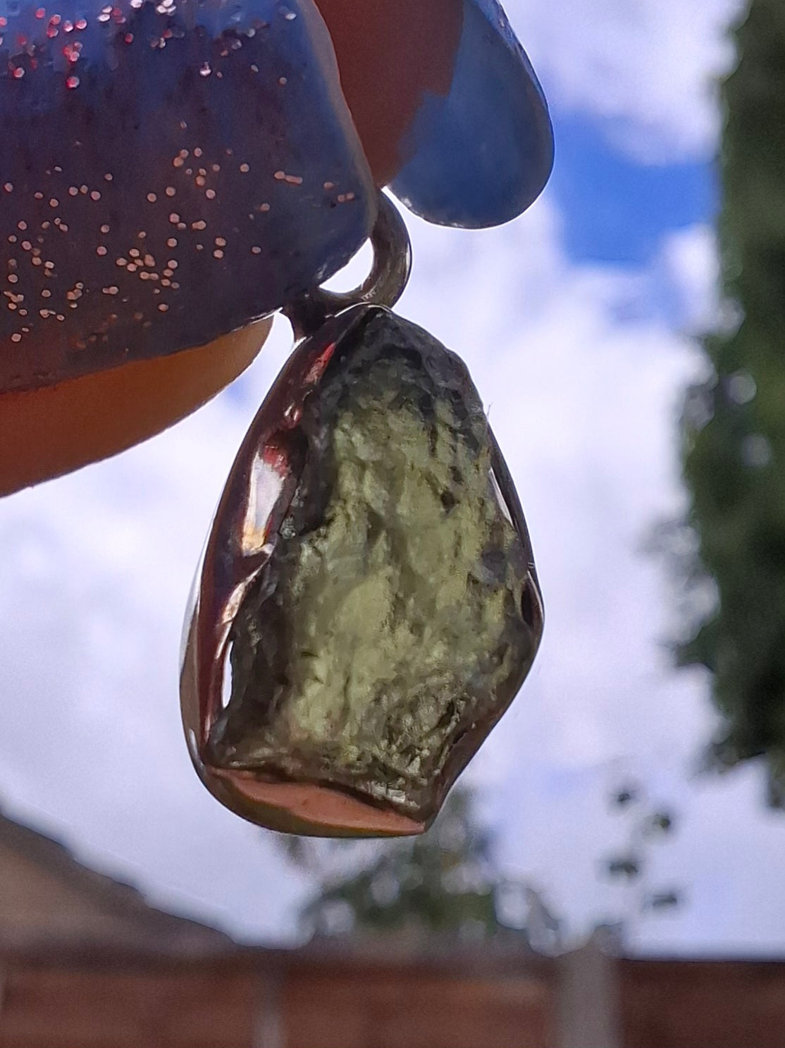 Moldavite Pendant, 925 Silver, Tektite (Ref: P71)