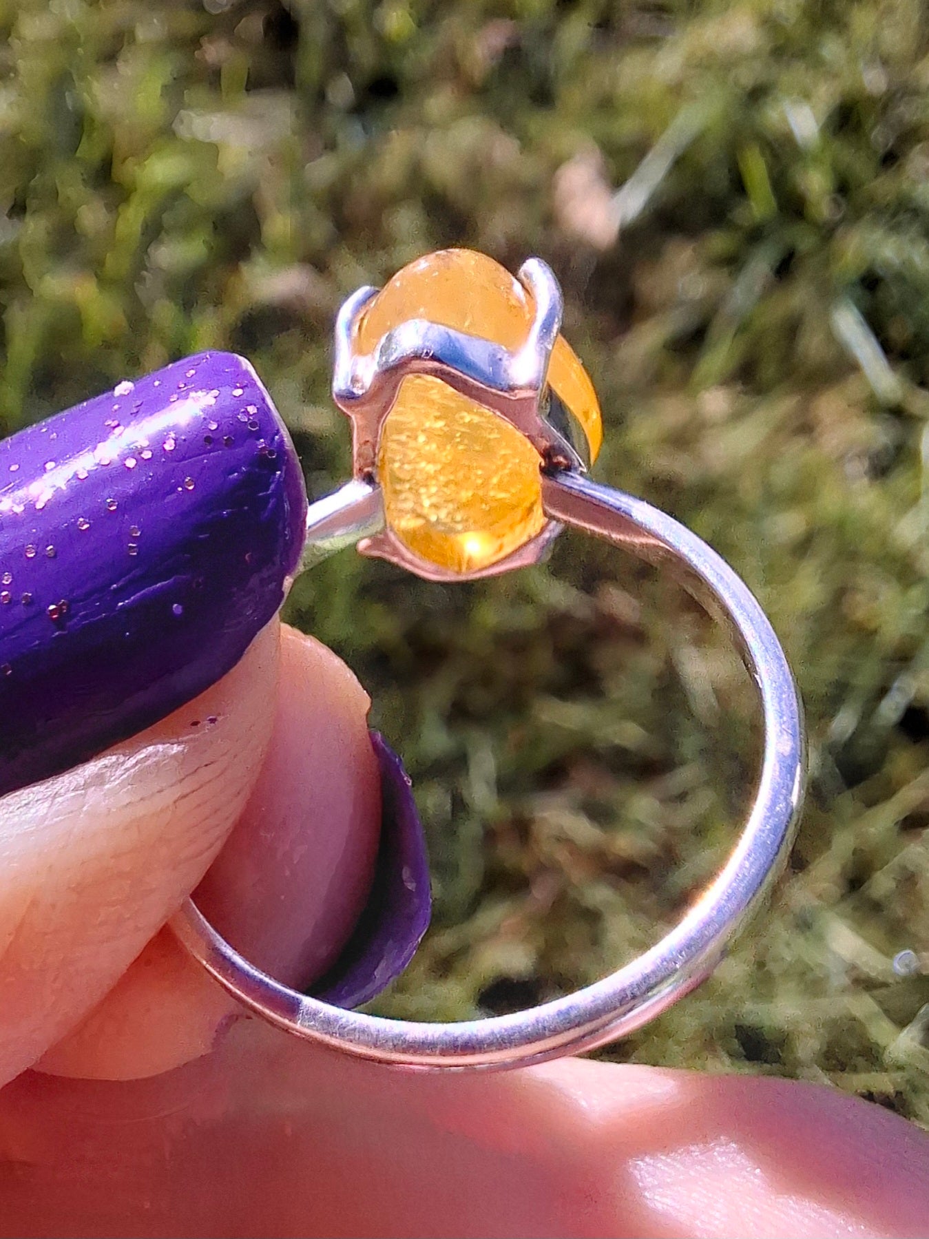 Baltic Amber Ring, size N. 925 Silver, Fossil (Ref: AR7)