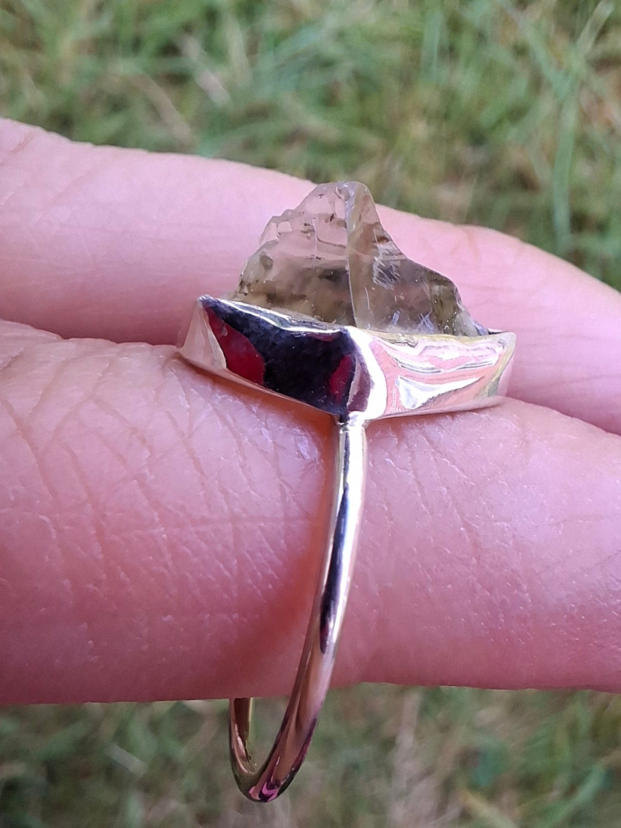 Libyan Desert Glass Ring, size Large O, 925 Silver, Tektite (Ref: LR21)