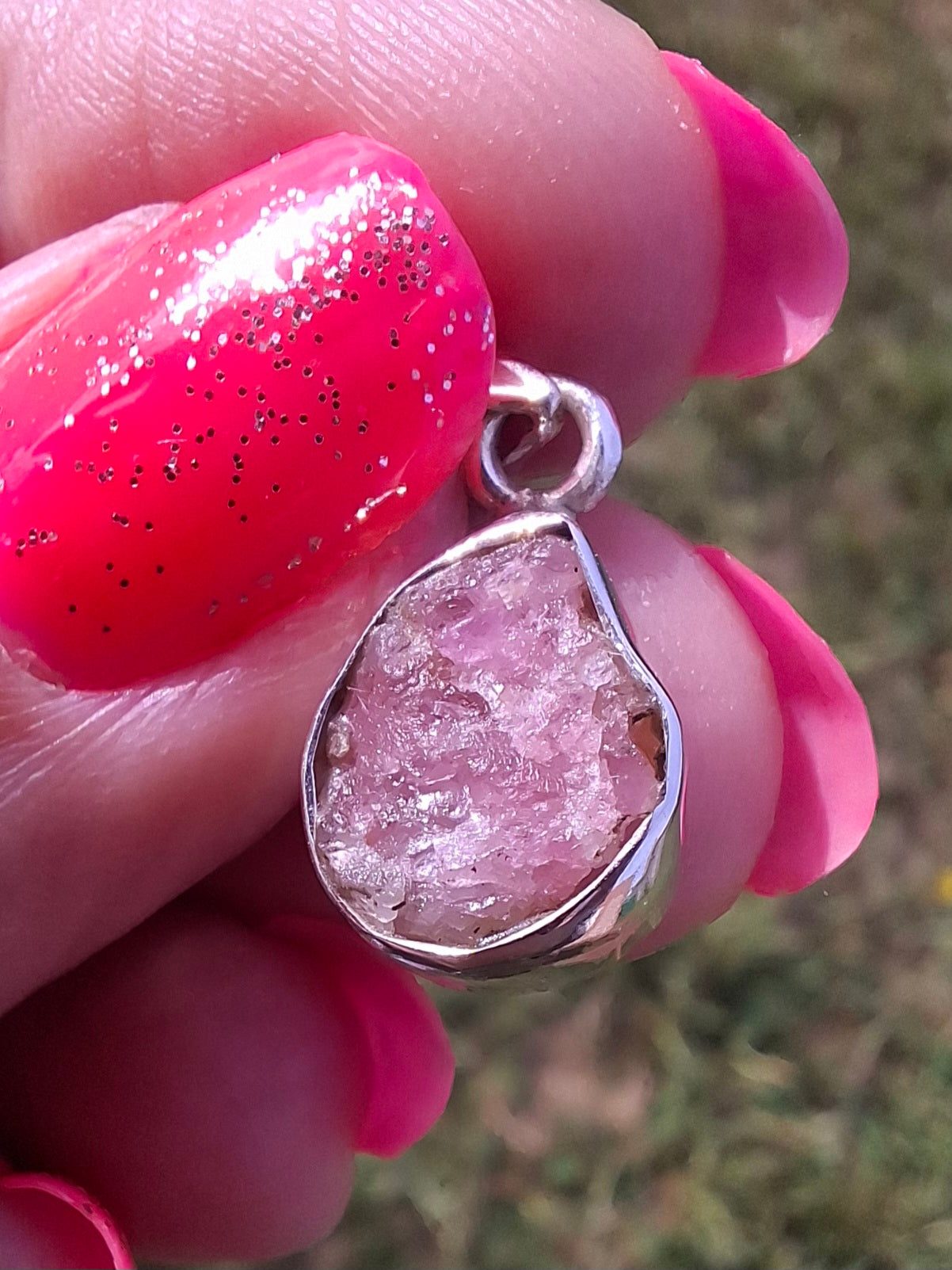 Pink Tourmaline Pendant, 925 Silver, Crystal (Ref: PT30)