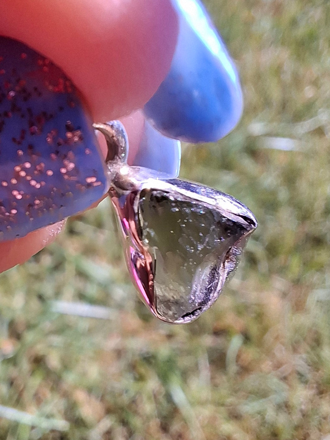 Moldavite Pendant, 925 Silver, Tektite (Ref: P68)