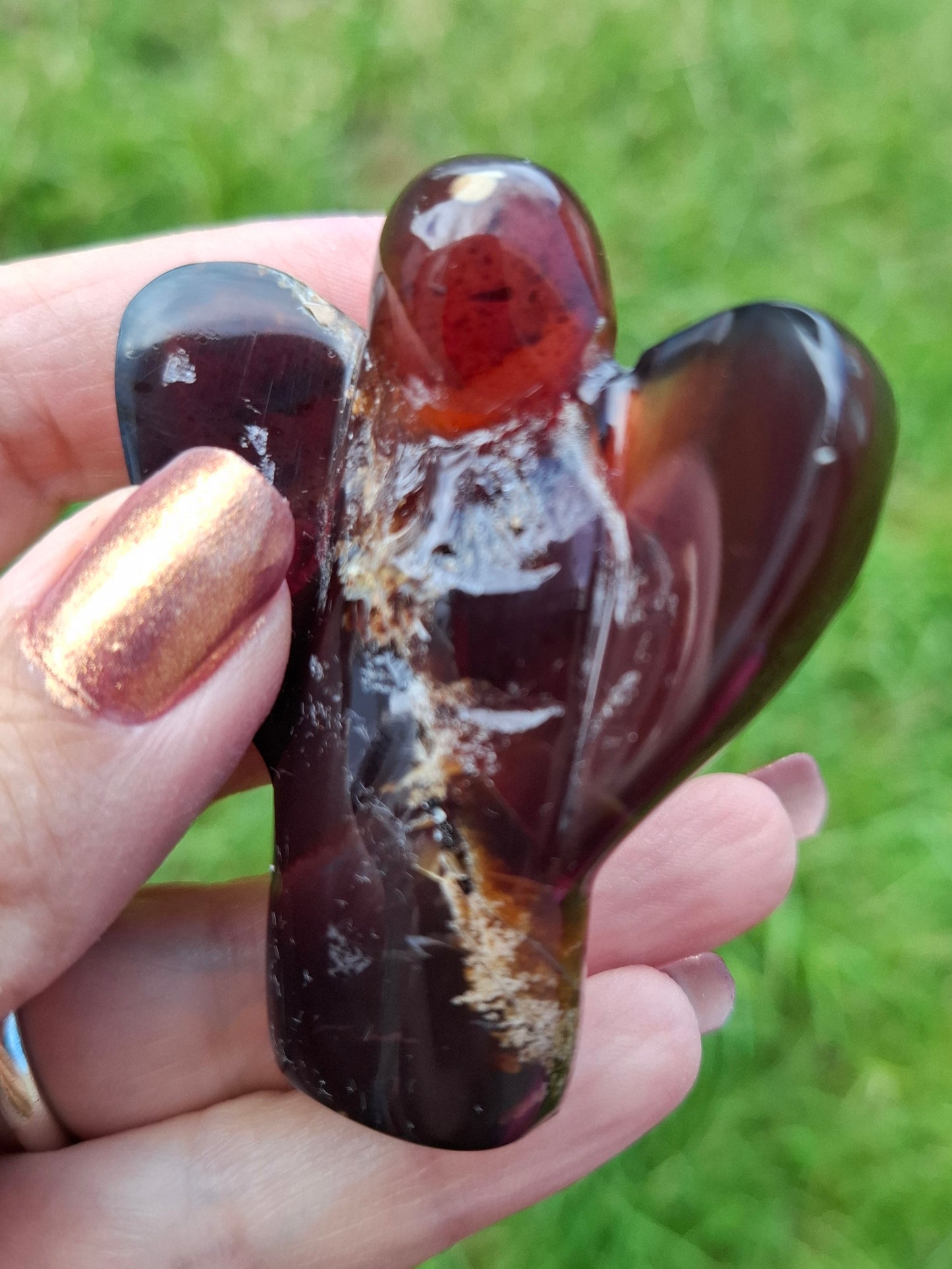 Red Amber Angel, 26.36g, carving, Fossil (Ref: AA1)