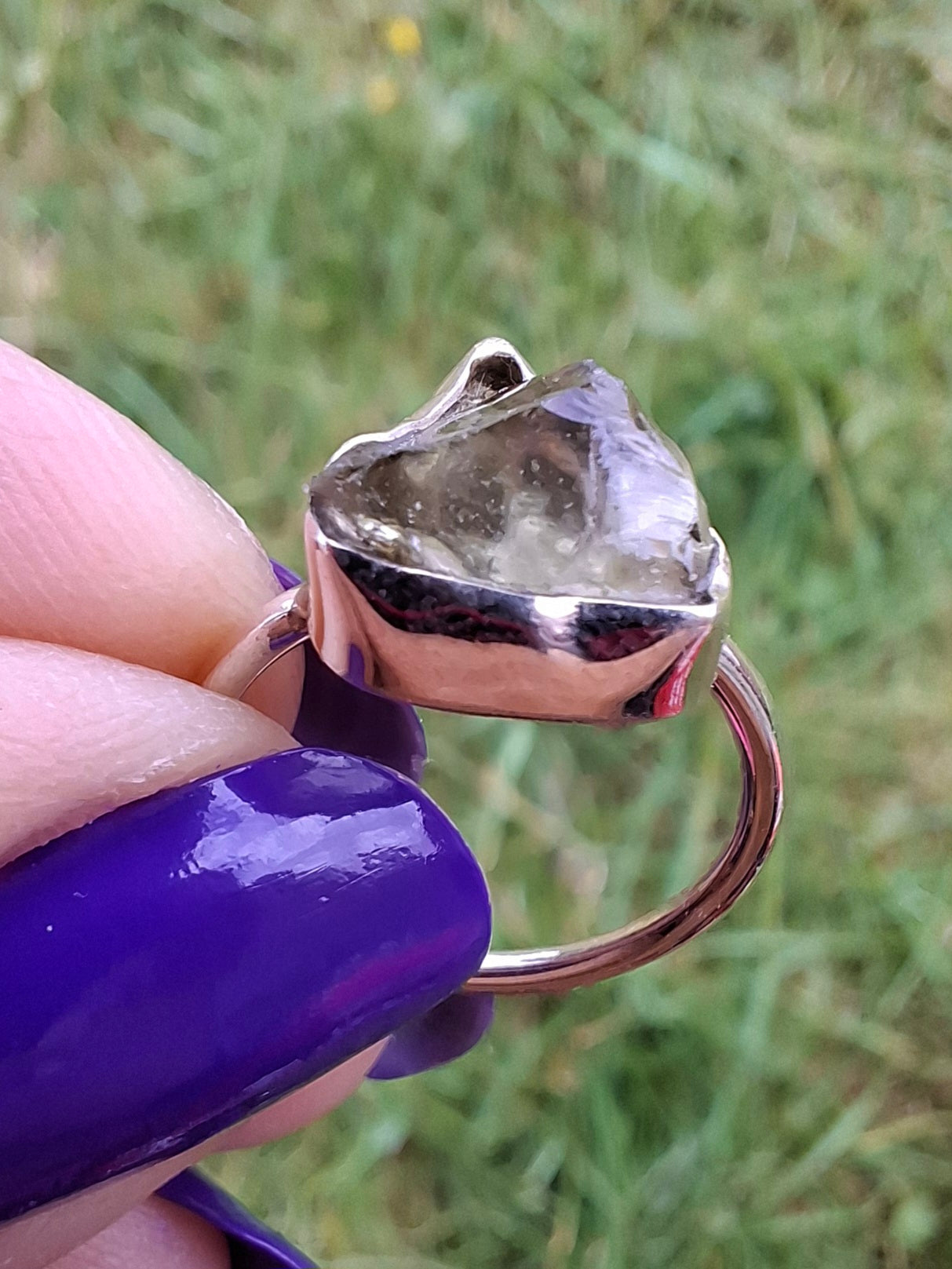 Libyan Desert Glass Ring, size large G, 925 Silver, Tektite (Ref: LR2)