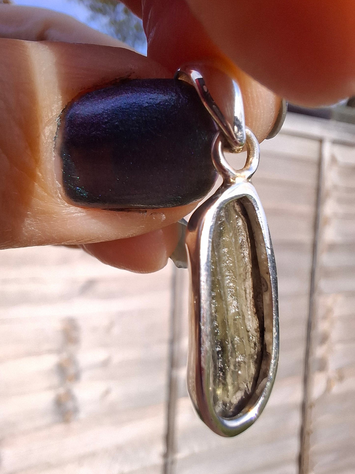 Moldavite Pendant, 925 Silver, Tektite (Ref: P11)