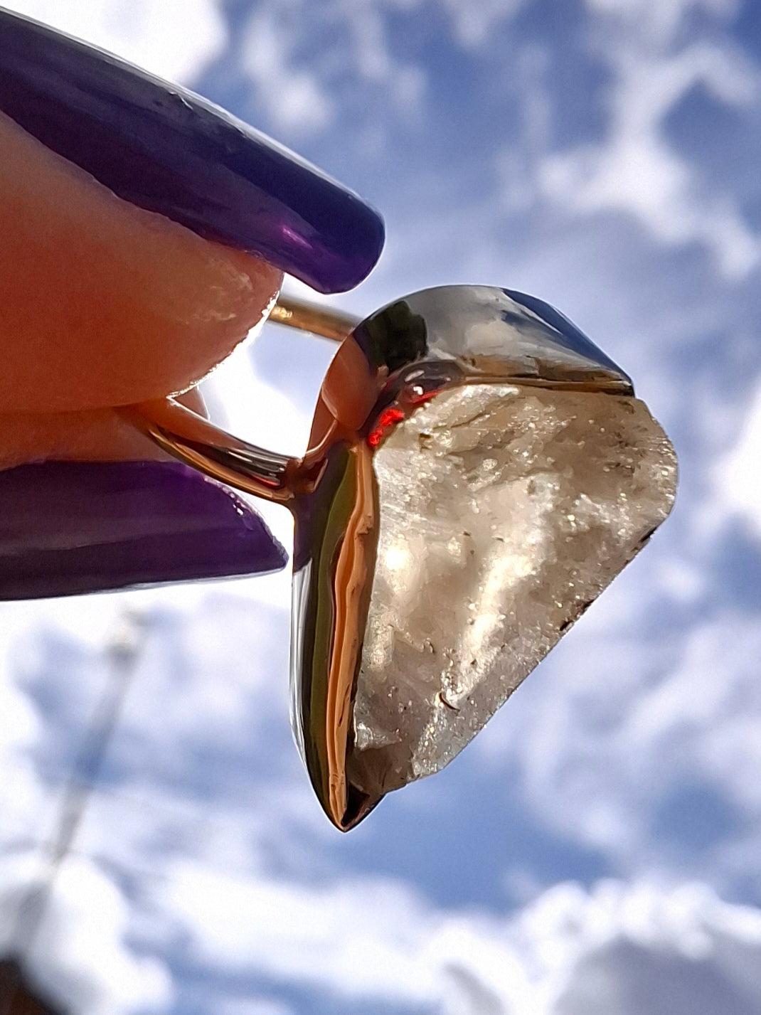Libyan Desert Glass Ring, size large G, 925 Silver, Tektite (Ref: LR1)