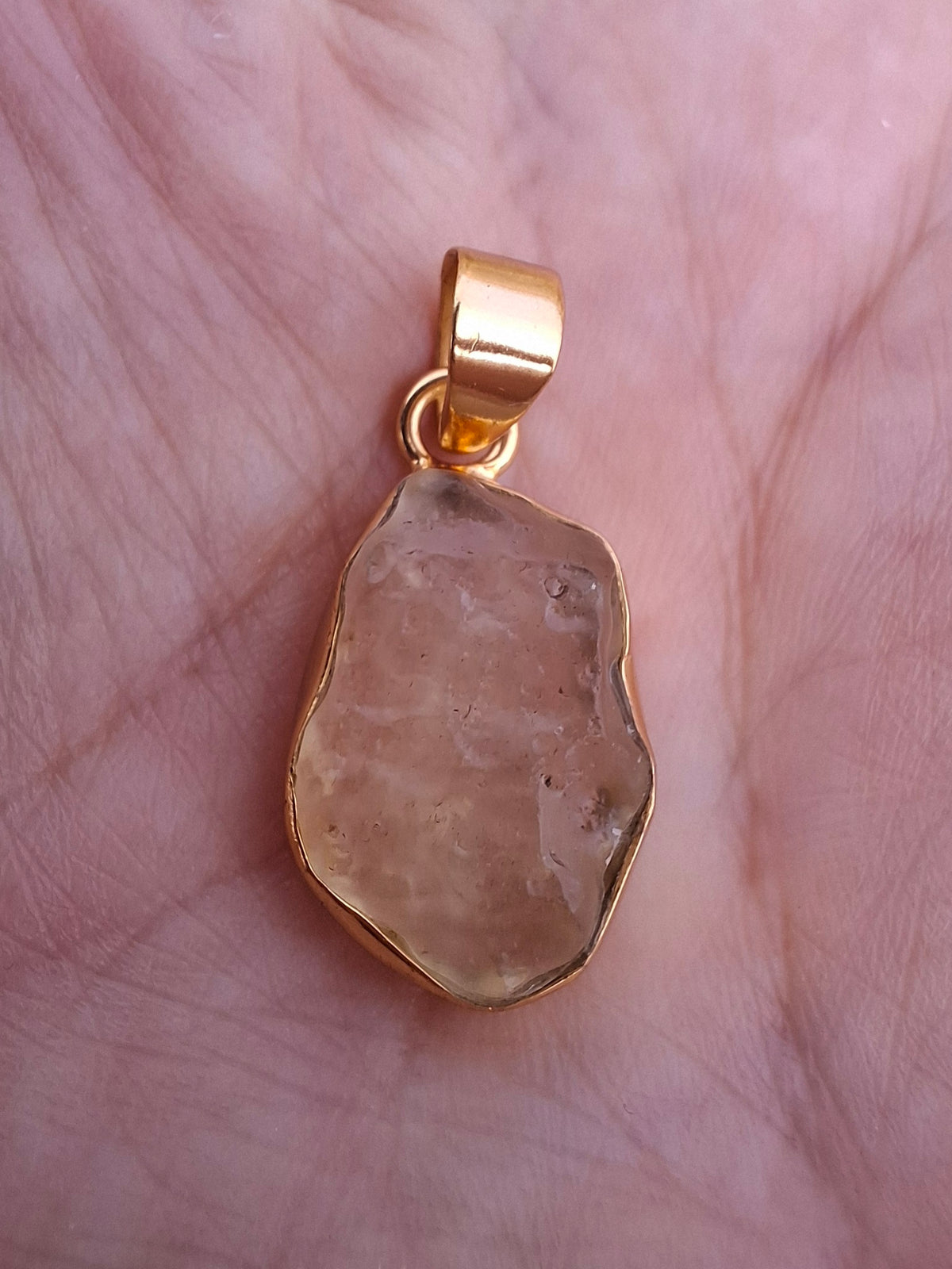 Libyan Desert Glass Pendant, 14K GOLD Plated, Tektite (Ref: LP124)