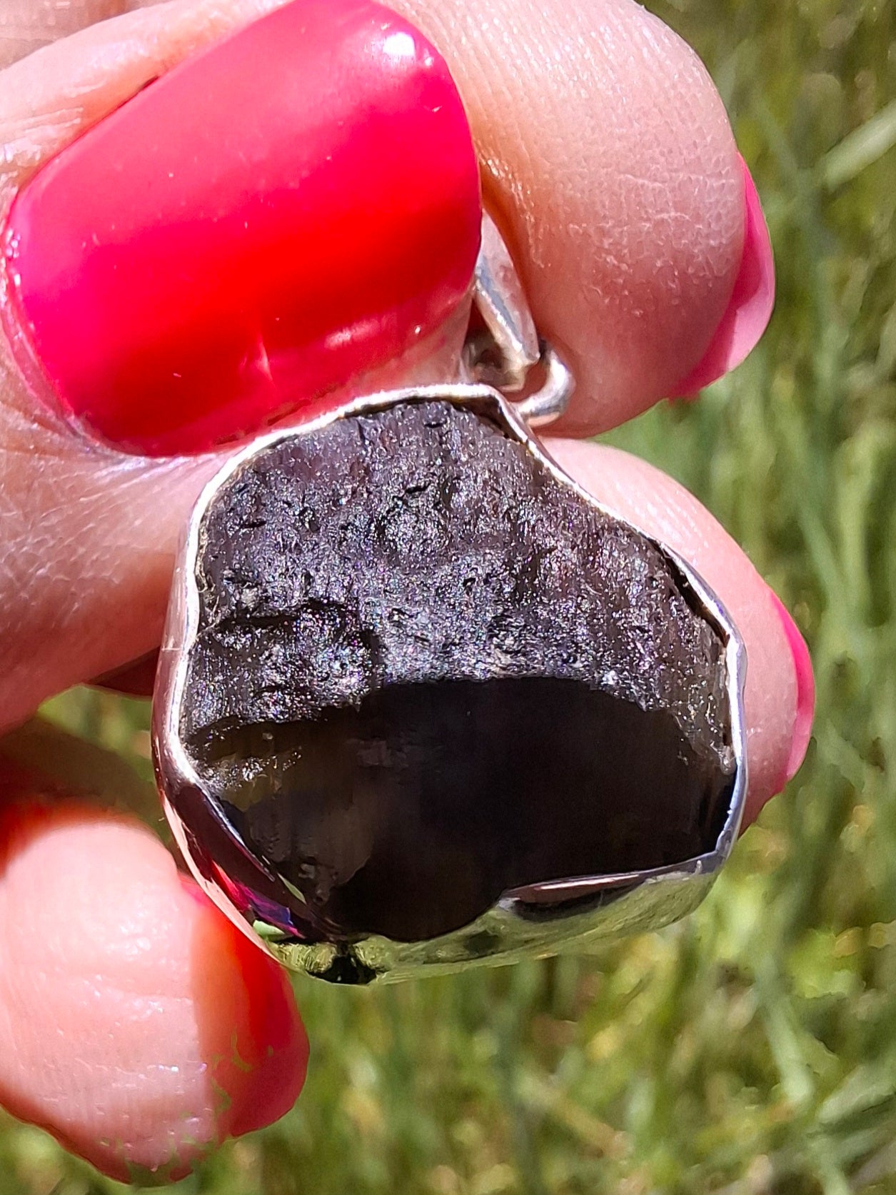 Moldavite Pendant, 925 Silver, Tektite (Ref: P436)