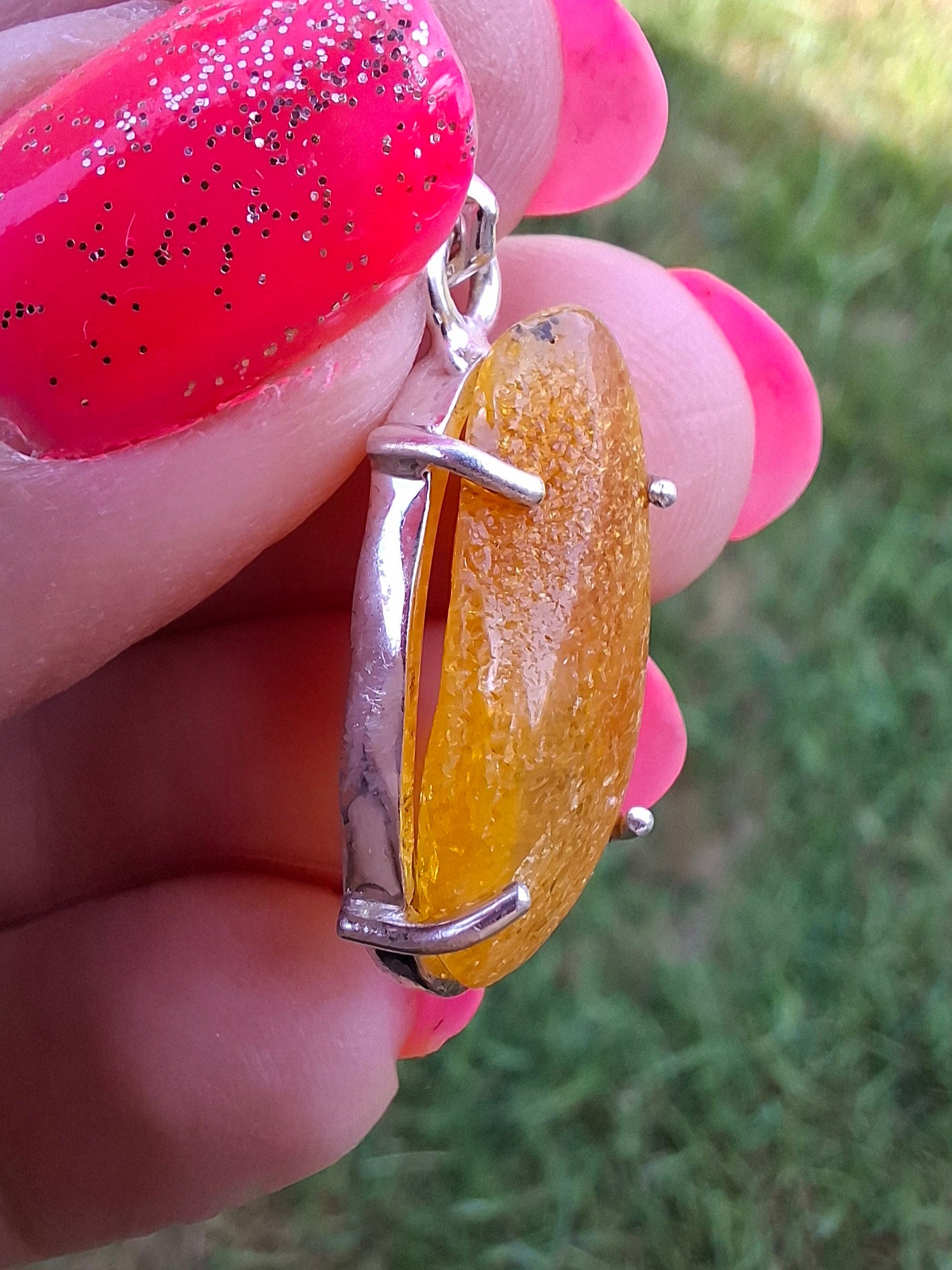Baltic Amber Pendant, 925 Silver, Fossil (Ref: AP6)