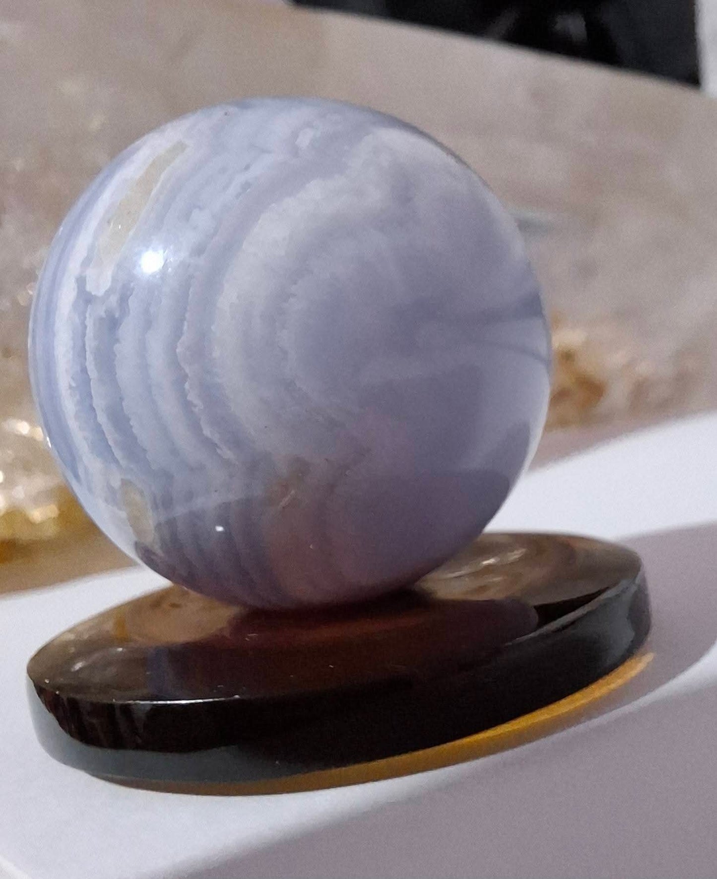 Red Amber Disc / Doughnut carving, sphere holder, 6.13g, Fossil (Ref: AD6)