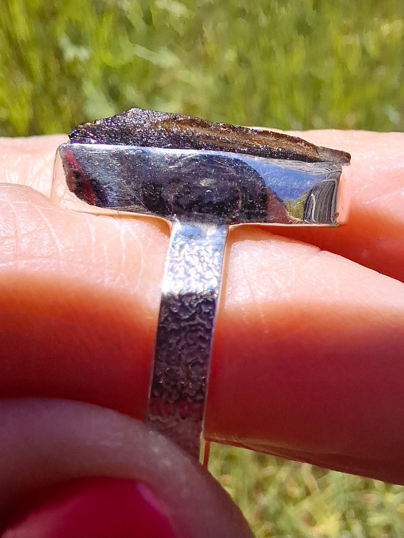 Moldavite Ring, size large Y/small Z, 925 Silver, Tektite (Ref: R332)