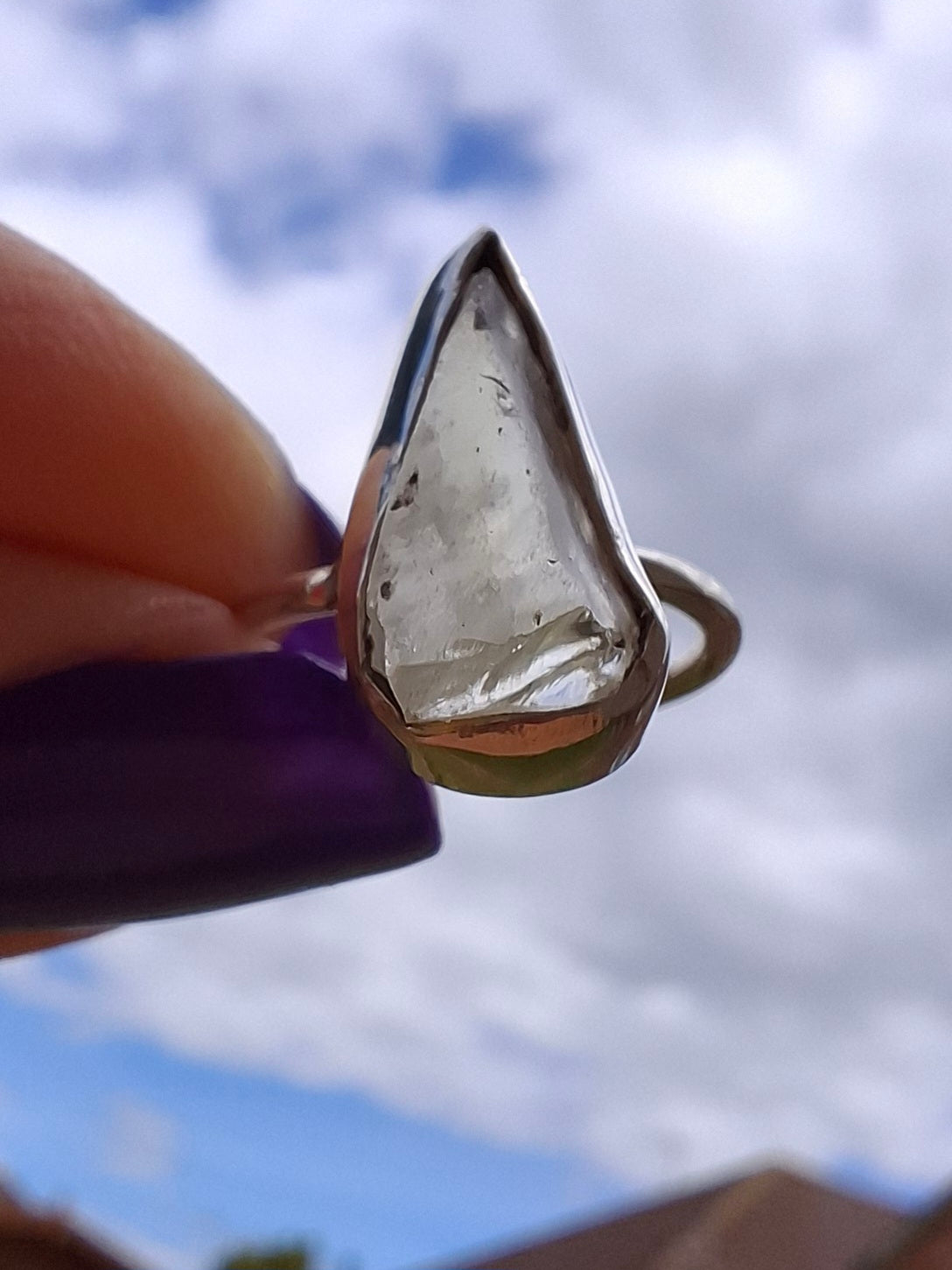 Libyan Desert Glass Ring, size large G, 925 Silver, Tektite (Ref: LR1)