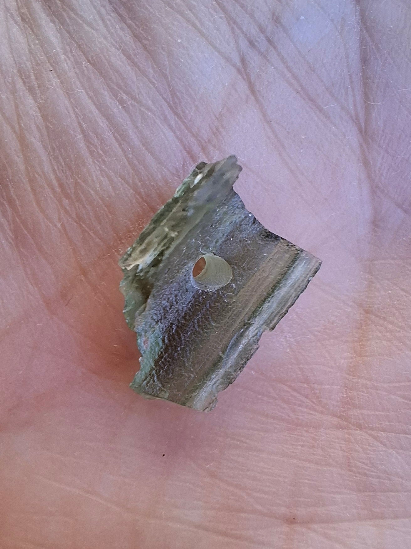 DRILLED, Moldavite Piece, 0.74g, Tektite (Ref: D13)