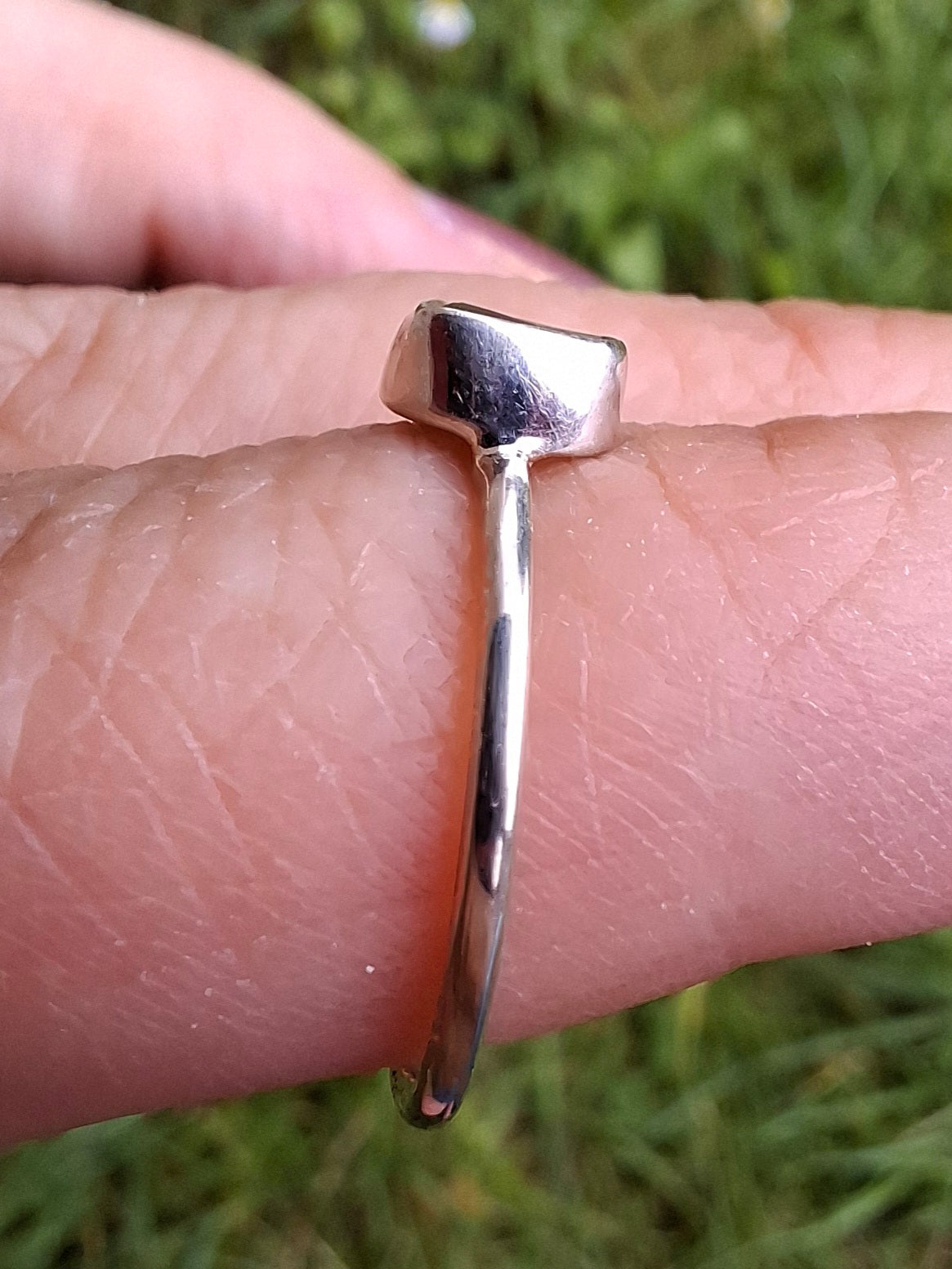 Moldavite Ring, size small L, 925 Silver, Tektite (Ref: R63)