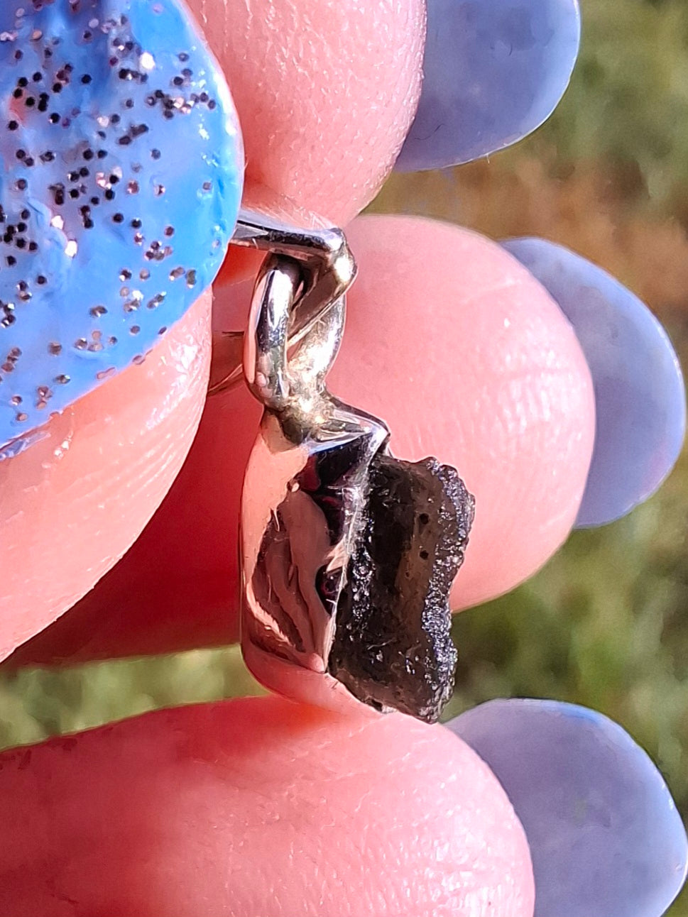 Moldavite Pendant, 925 Silver, Tektite (Ref:P41)