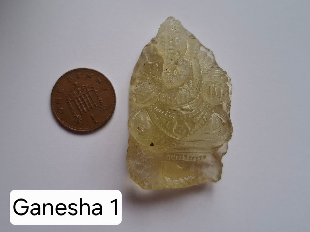 Libyan Desert Glass carving, GANESHA, 26.47g, Tektite (Ref: Ganesha1)