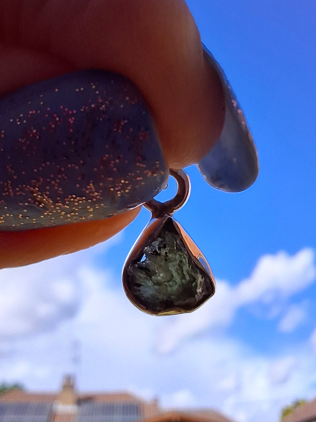 Moldavite Pendant, 925 Silver, Tektite (Ref: P85)