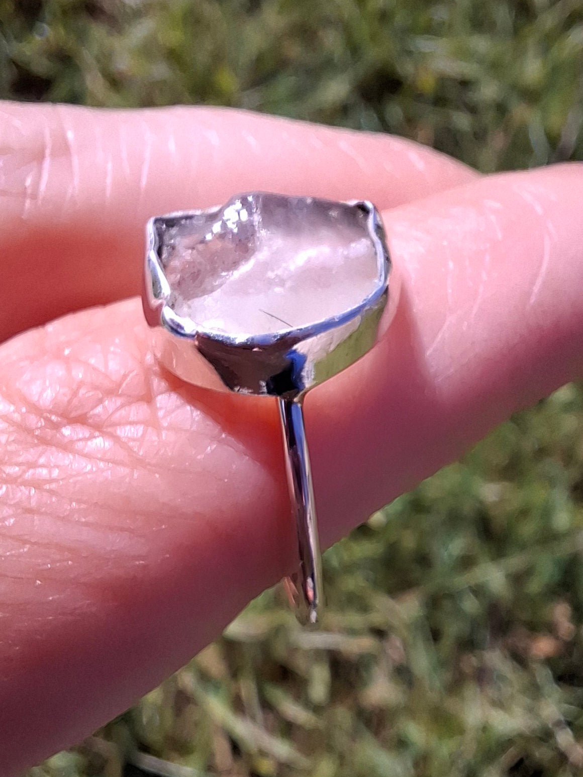 Libyan Desert Glass Ring, size large U, 925 Silver, Tektite (Ref: LR53)