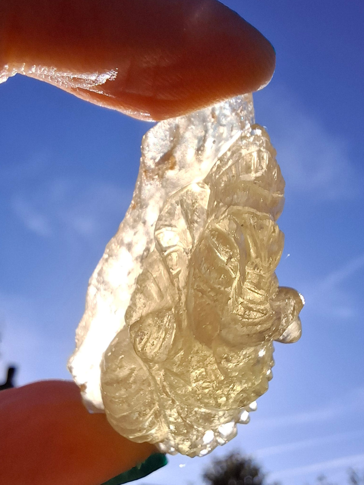 Libyan Desert Glass GANESHA carving, 18.39g, Tektite (Ref: Ganesha3)